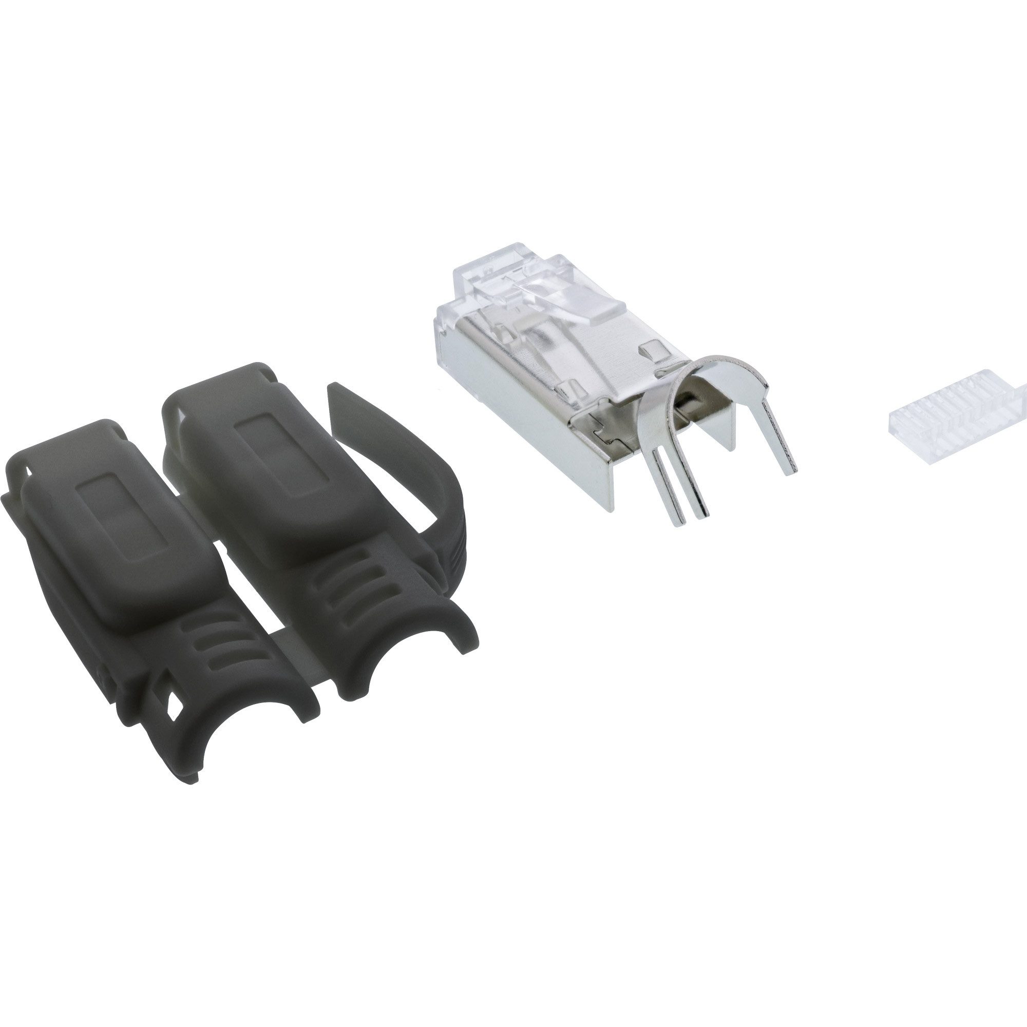 Inline Netzwerkstecker Cat.6A RJ45 geschirmt, 3-teilig schwarz 100er Pack