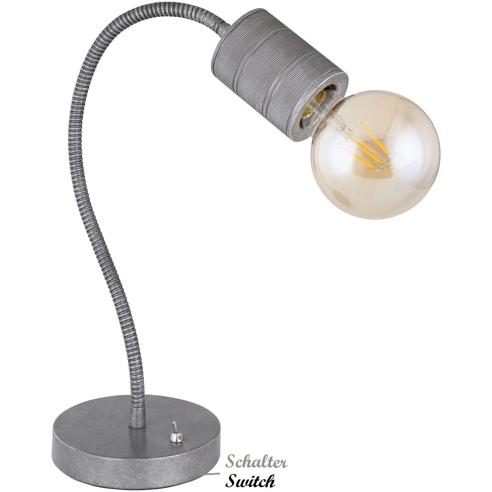 Schreibtischlampe Metall Tischleuchte Tischleuchte silber Tischlampe E27 Globo Globo