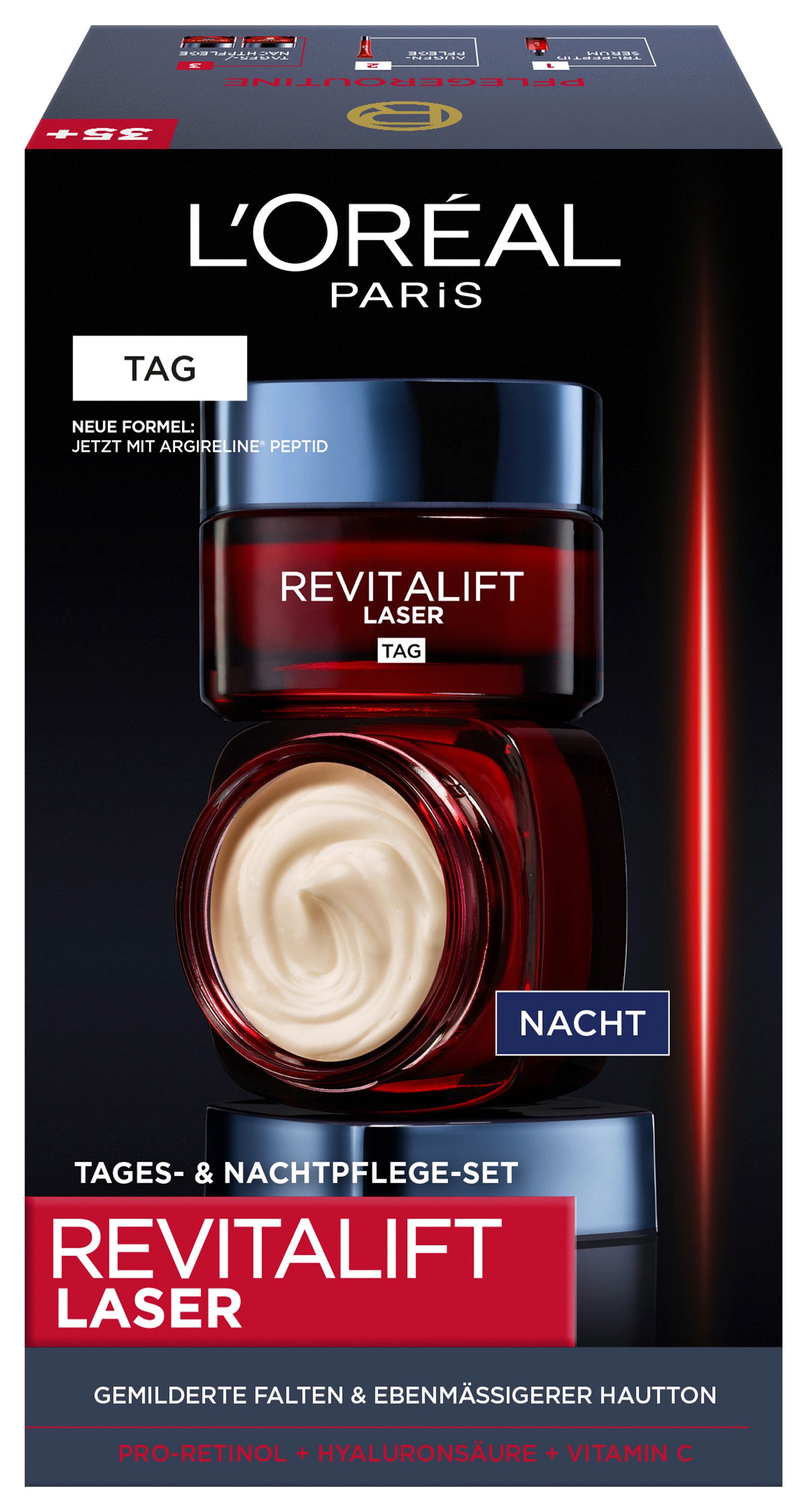 L'ORÉAL PARIS Gesichtspflege-Set REVITALIFT LASER X3 TAG & NACHT, 2-tlg., feuchtigkeitsspendend, mildert sichtbare Falten, strafft die Haut