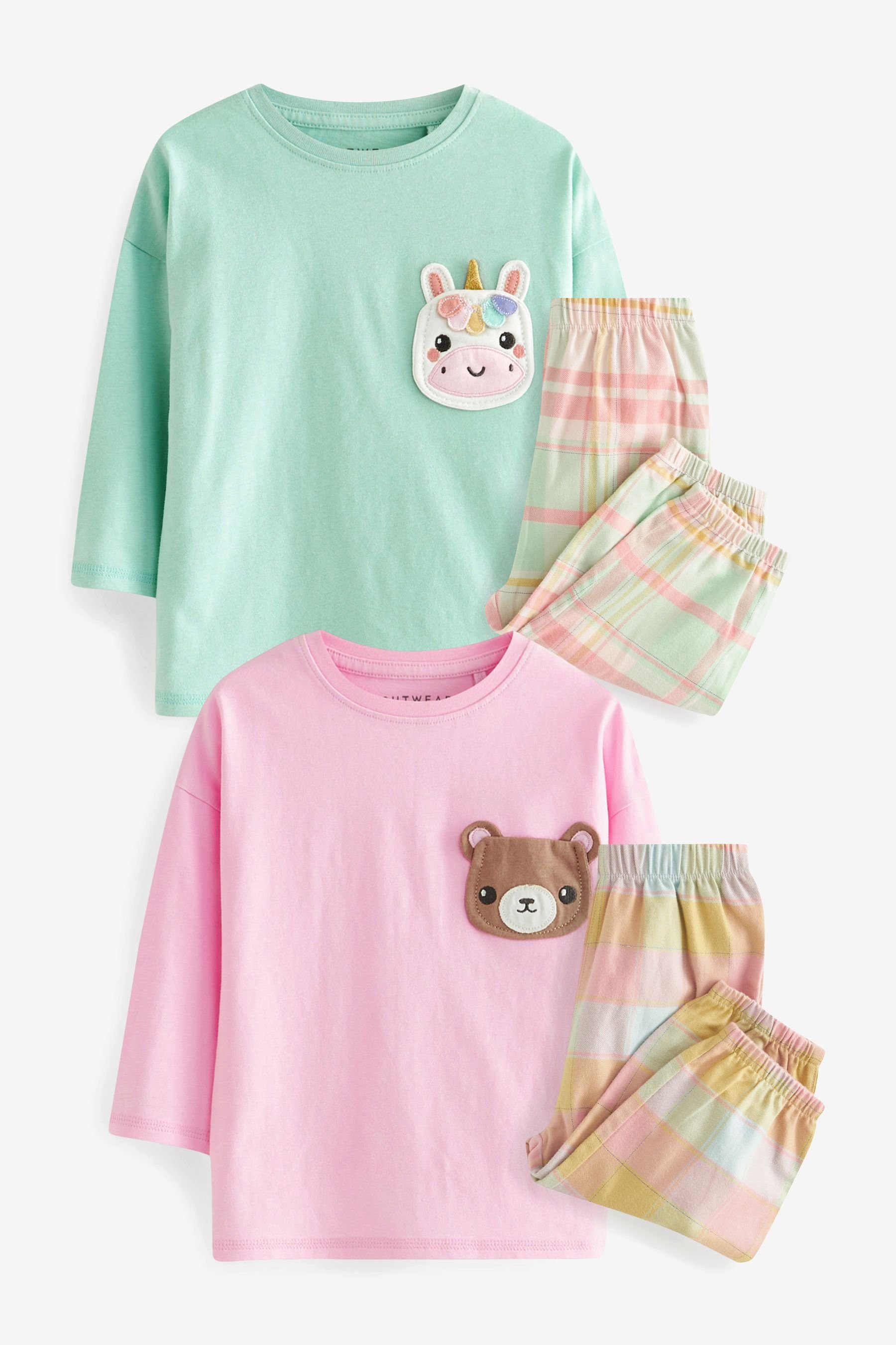 Next Pyjama 2er-Pack gewebte Schlafanzughose (4 tlg) Pastel Character