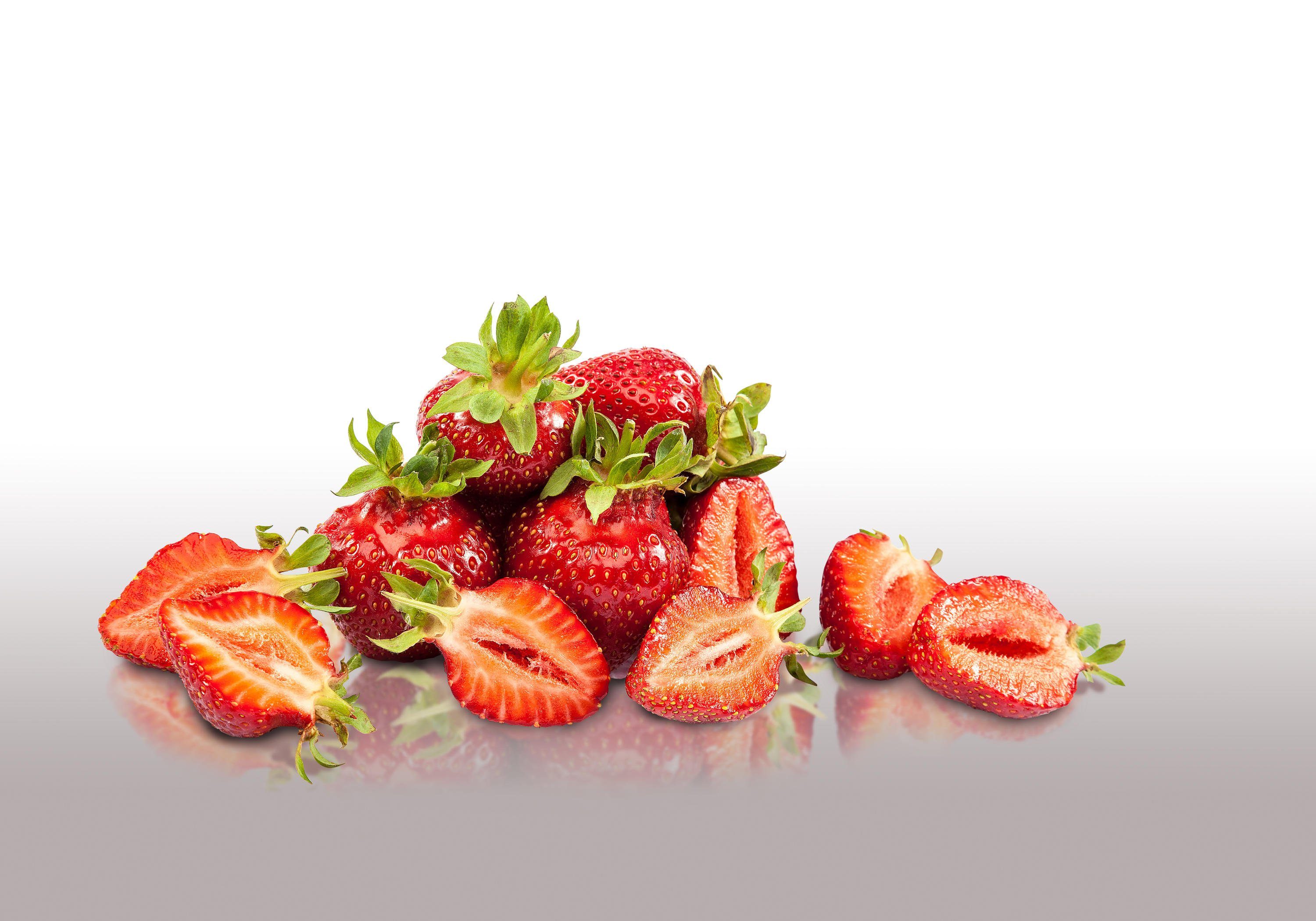 wandmotiv24 Fototapete Erdbeeren Spiegel Früchte, glatt, Wandtapete, Motivtapete, matt, Vliestapete
