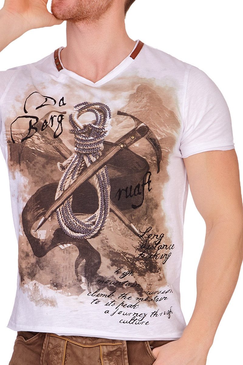 Hangowear Trachtenshirt Trachtenshirt Herren - EMILIO - weiß – Bild 3 von 5