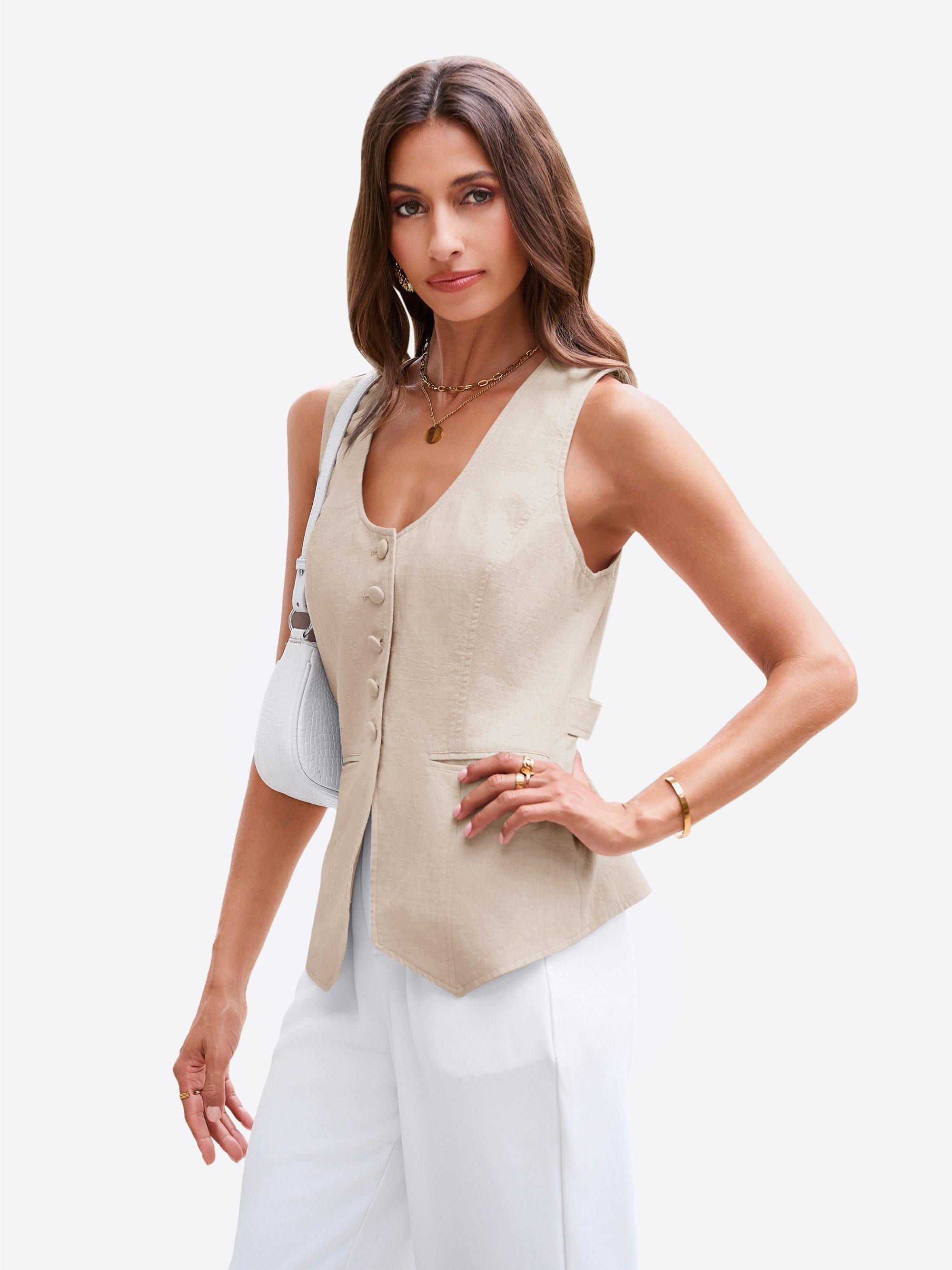Imily Bela Anzugweste Damen Blazer-Weste mit Reverskragen (Packung, 1-tlg., 1per-Pack) mit Knöpfen – Bild 4 von 5