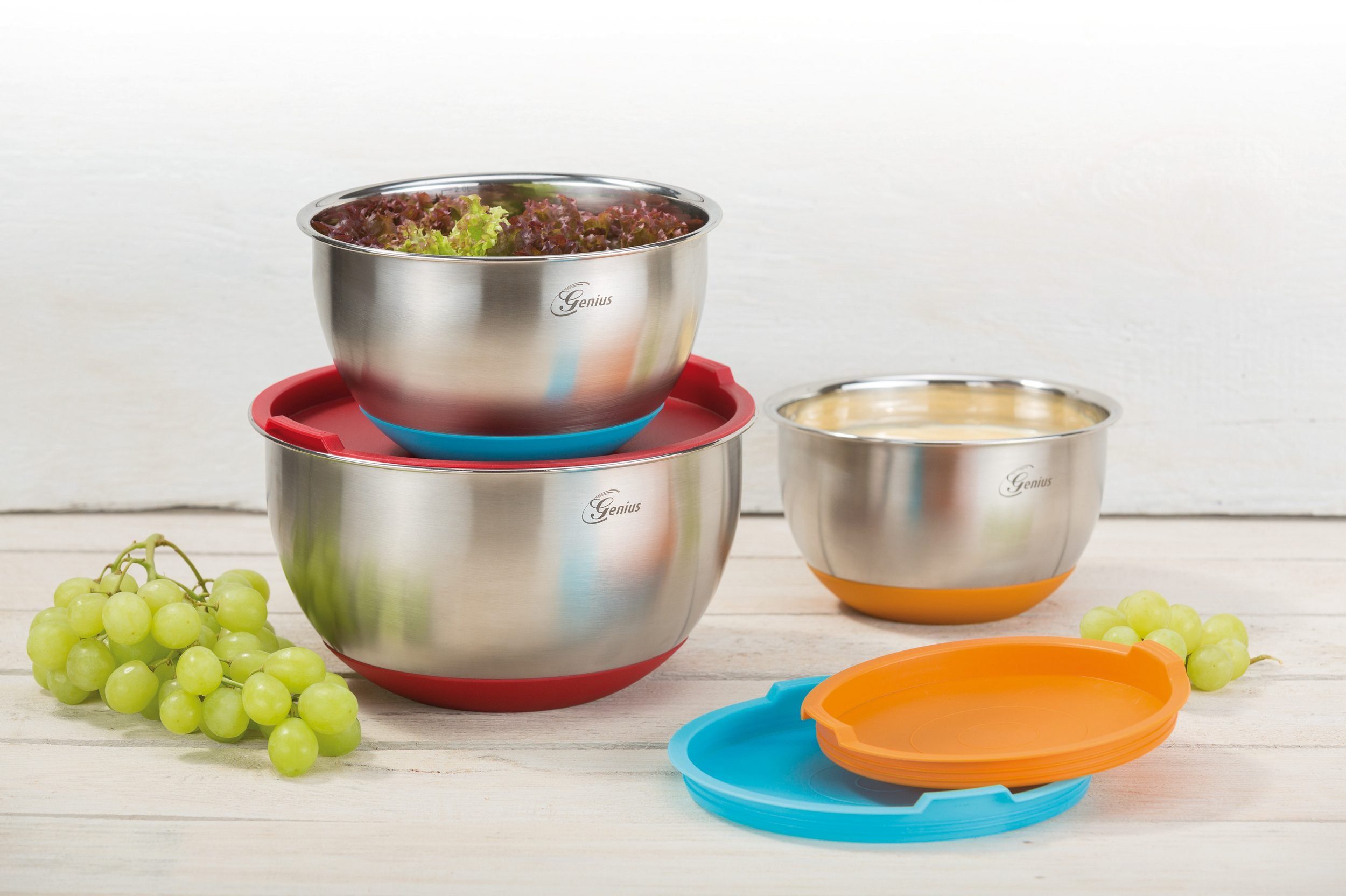 Genius Rührschüssel Genius Edelstahl Schüsselset Servierschüssel Küchenschüssel 6-tlg., Edelstahl