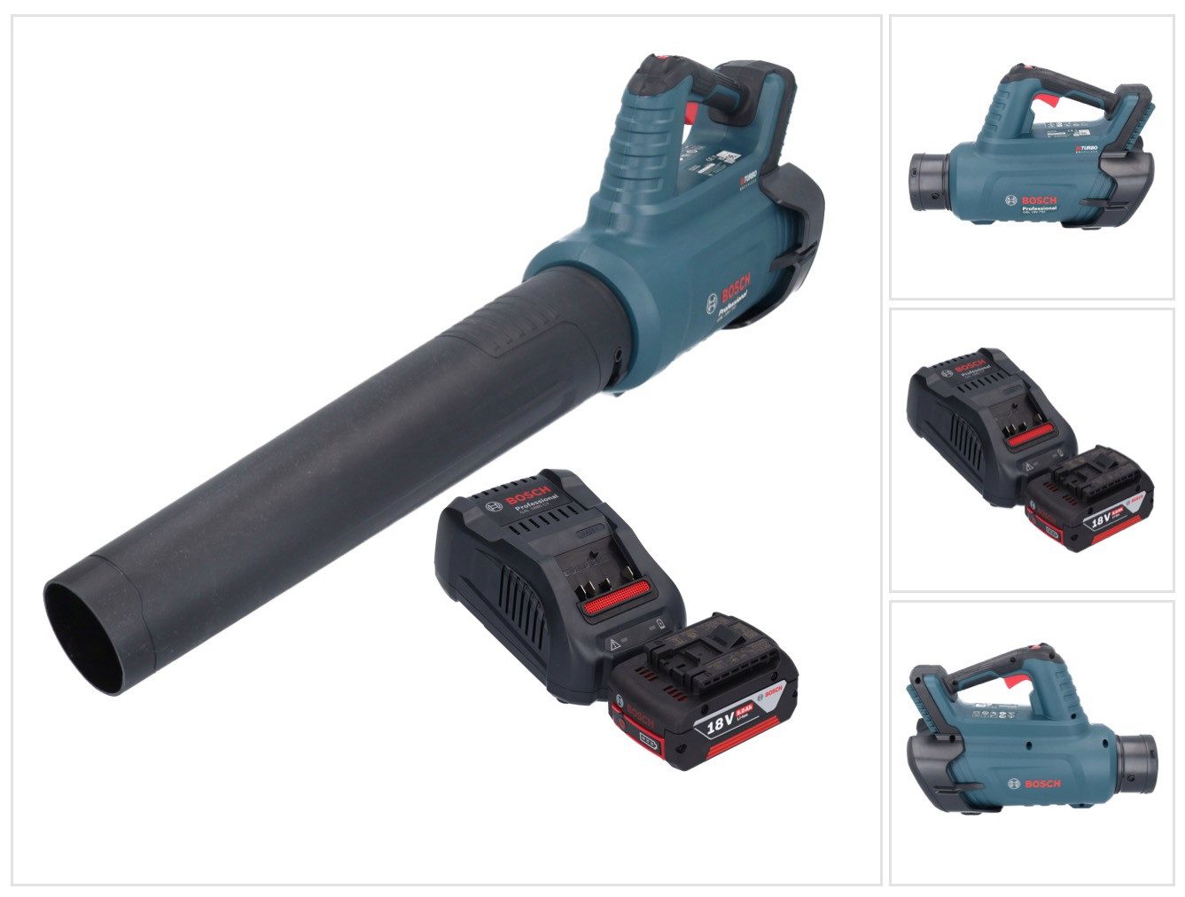 Bosch Professional Akku-Laubbläser GBL 18V-750 Professional Gebläse 18 V BITURBO + 1x Akku 5,0 Ah + Lader