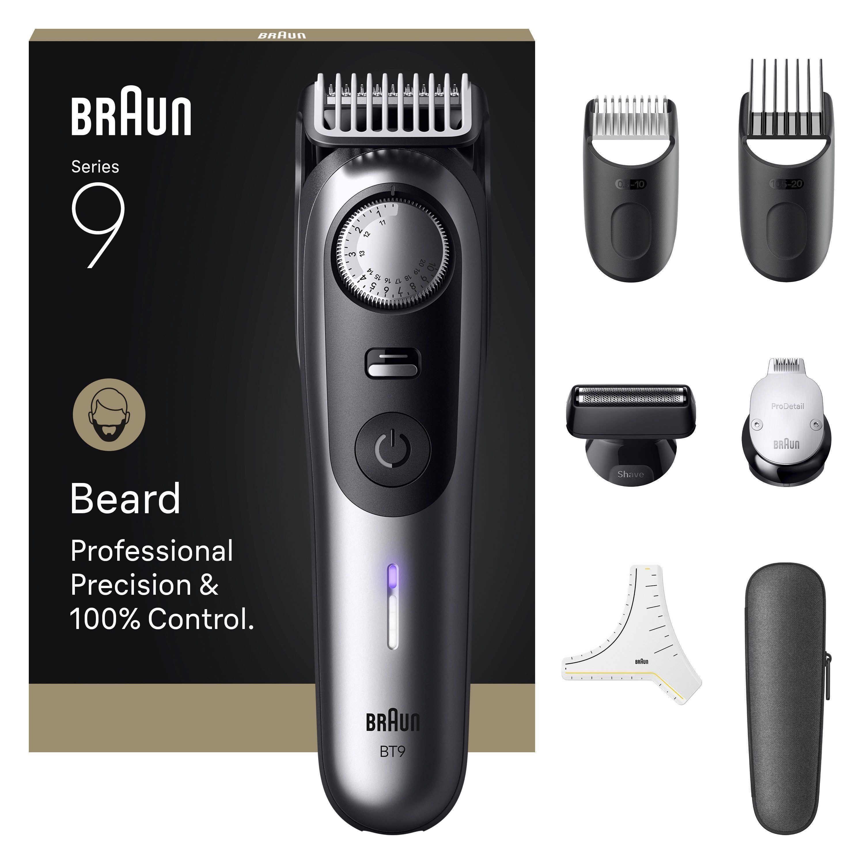Braun Haarschneider Barttrimmer BT9520, Lebenslang scharfe ProBlade Klinge, 180 Min Akkulaufzeit, 52 Längen