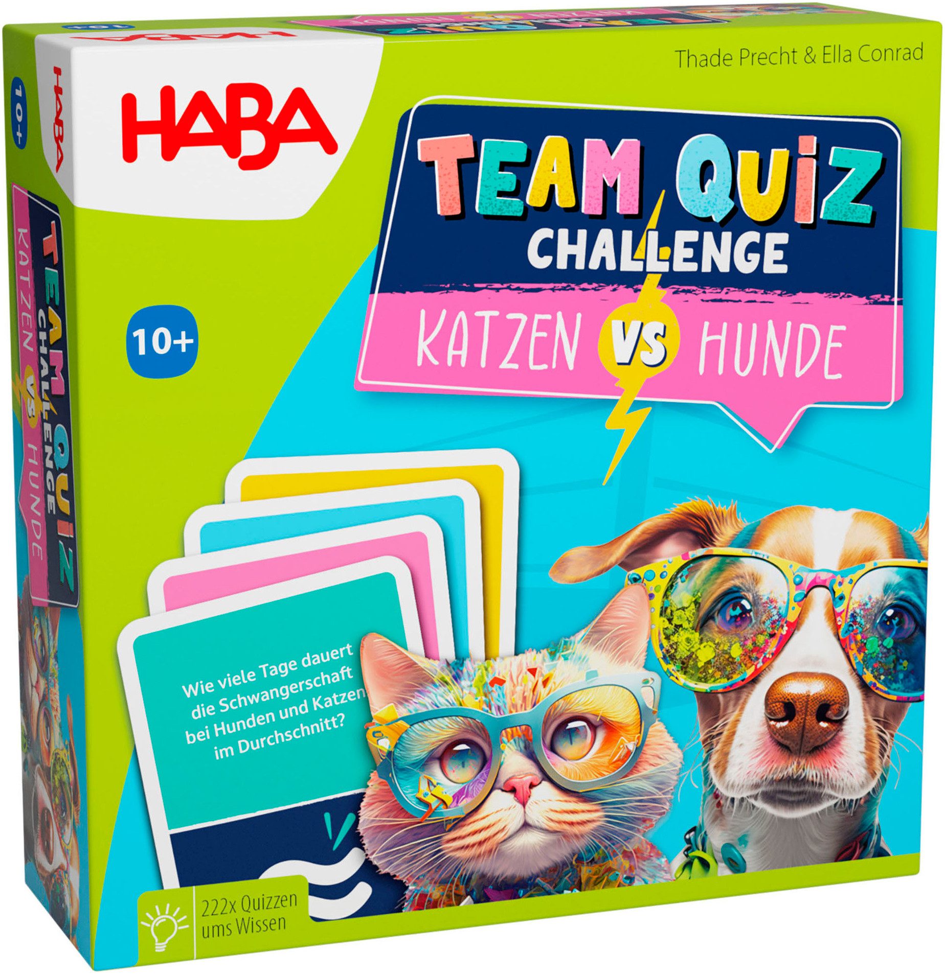Haba Spiel Team-Quiz Katzen vs Hunde, Familienspiel