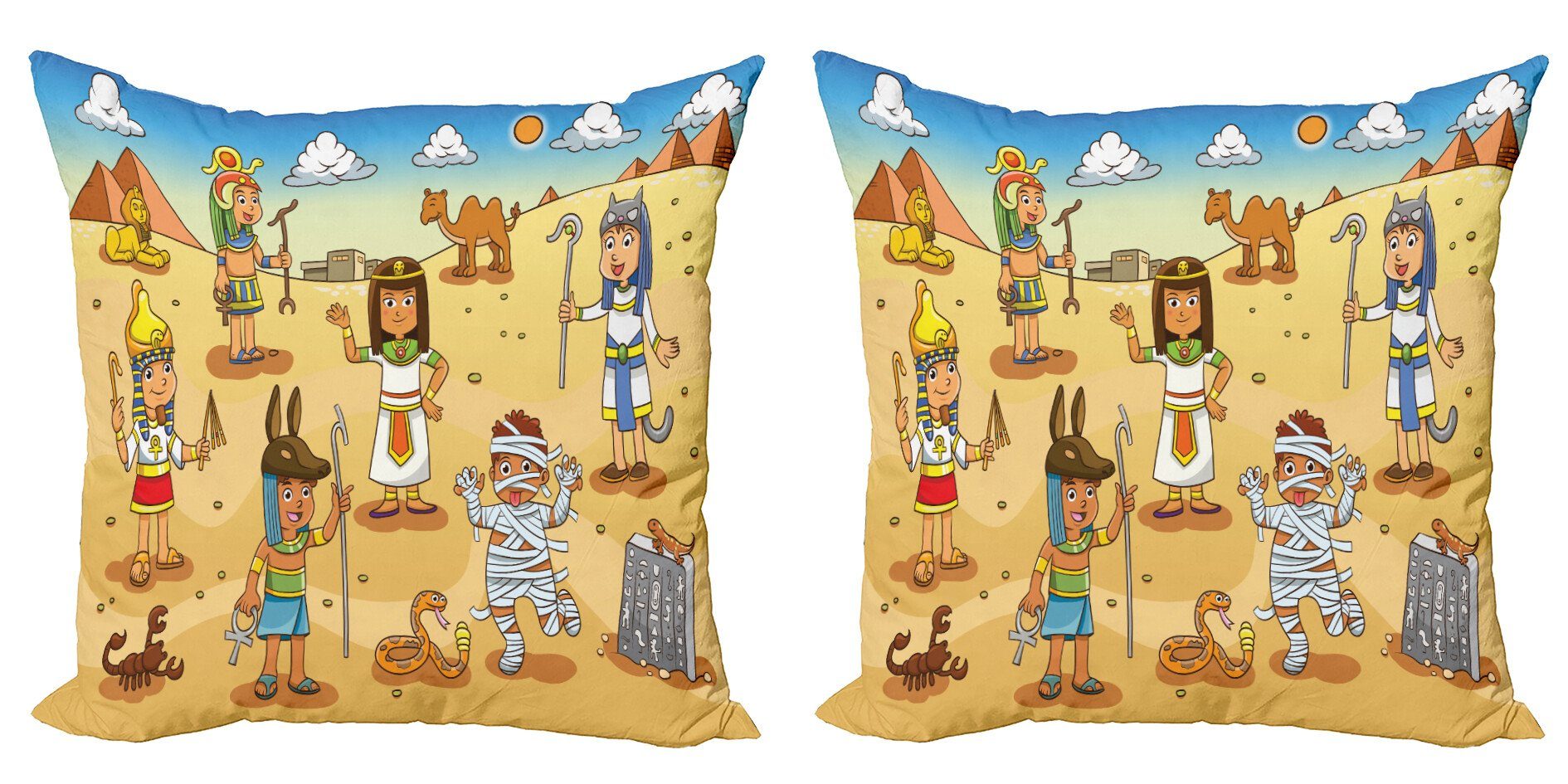 Kissenbezüge Modern Accent Doppelseitiger Digitaldruck, Abakuhaus (2 Stück), ägyptisch Pyramid Kinder