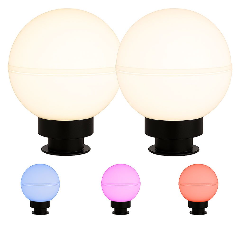 JUST LIGHT Kugelleuchte, Leuchtmittel inklusive, Warmweiß, Farbwechsel, Kugelleuchte Stecklampe RGB LED Fernbedienung Erdspieß Kabel 5m 2x