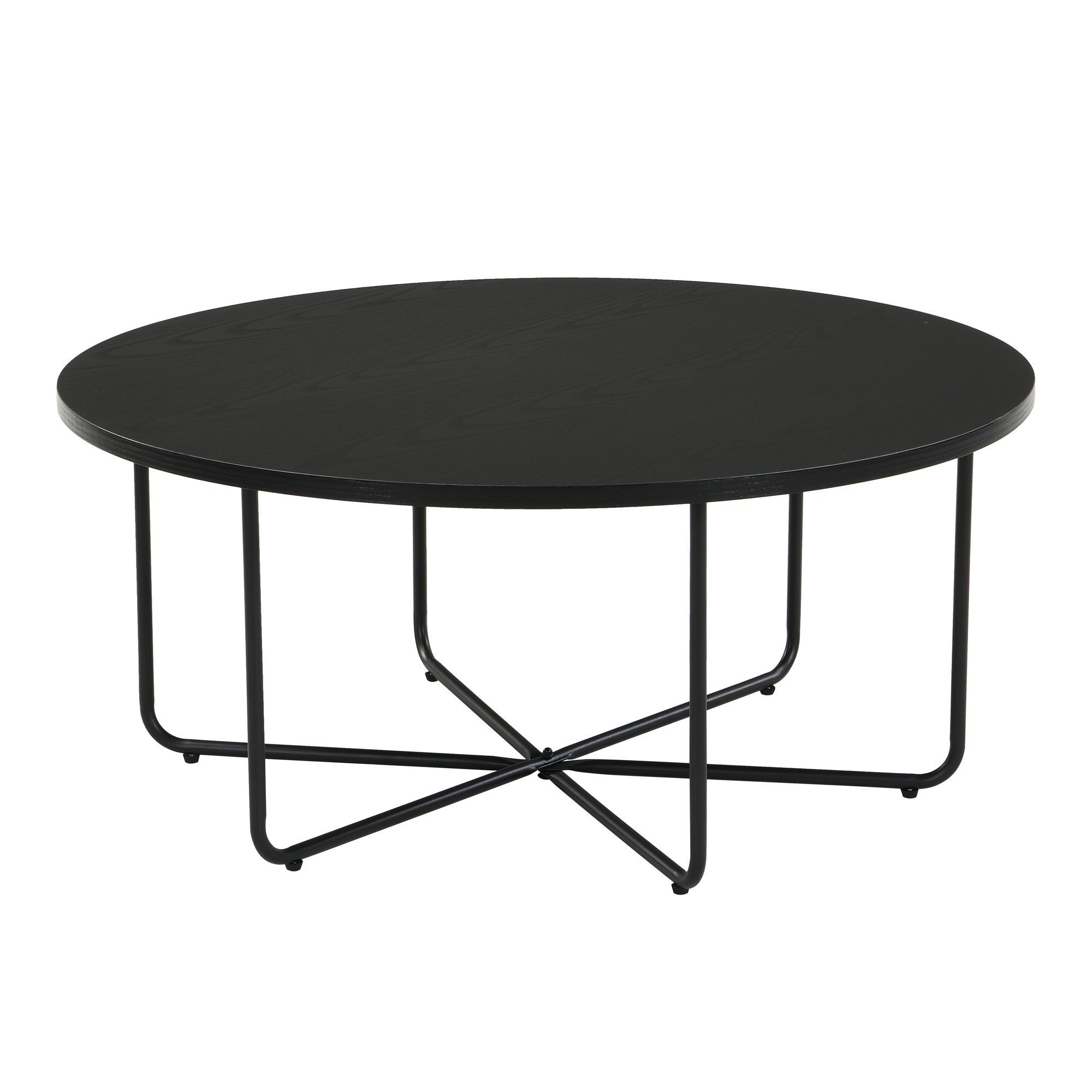 Wohnling Couchtisch WL7.649 Sofatisch 80cm MDF Loungetisch Beistelltisch Rund Schwarz (Stilvoller Kaffeetisch für gemütliche Abende), Pflegeleichtes Beistellmöbel im Loft Design
