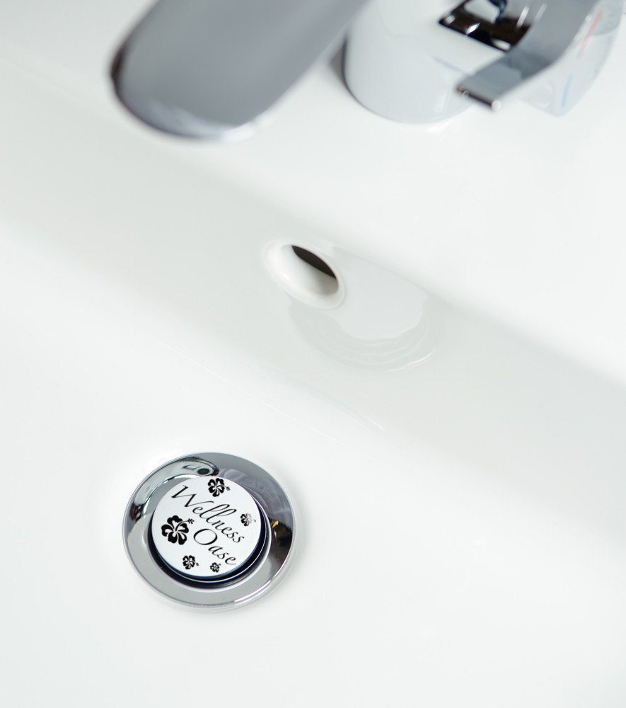 Sanilo Waschbeckenstöpsel Wellness Oase, Ø 4.0 cm, hochwertig, universell, mit Motiv, 100% wasserdicht