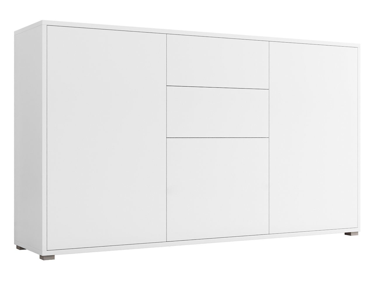 Mirjan24 Kommode 'Serkuzo 3D 160' Mit 3 Türen – Griffloses Push-to-Open System, Soft-Close & Blauer LED-Beleuchtung, Sideboard In Schwarz/Hochglanz