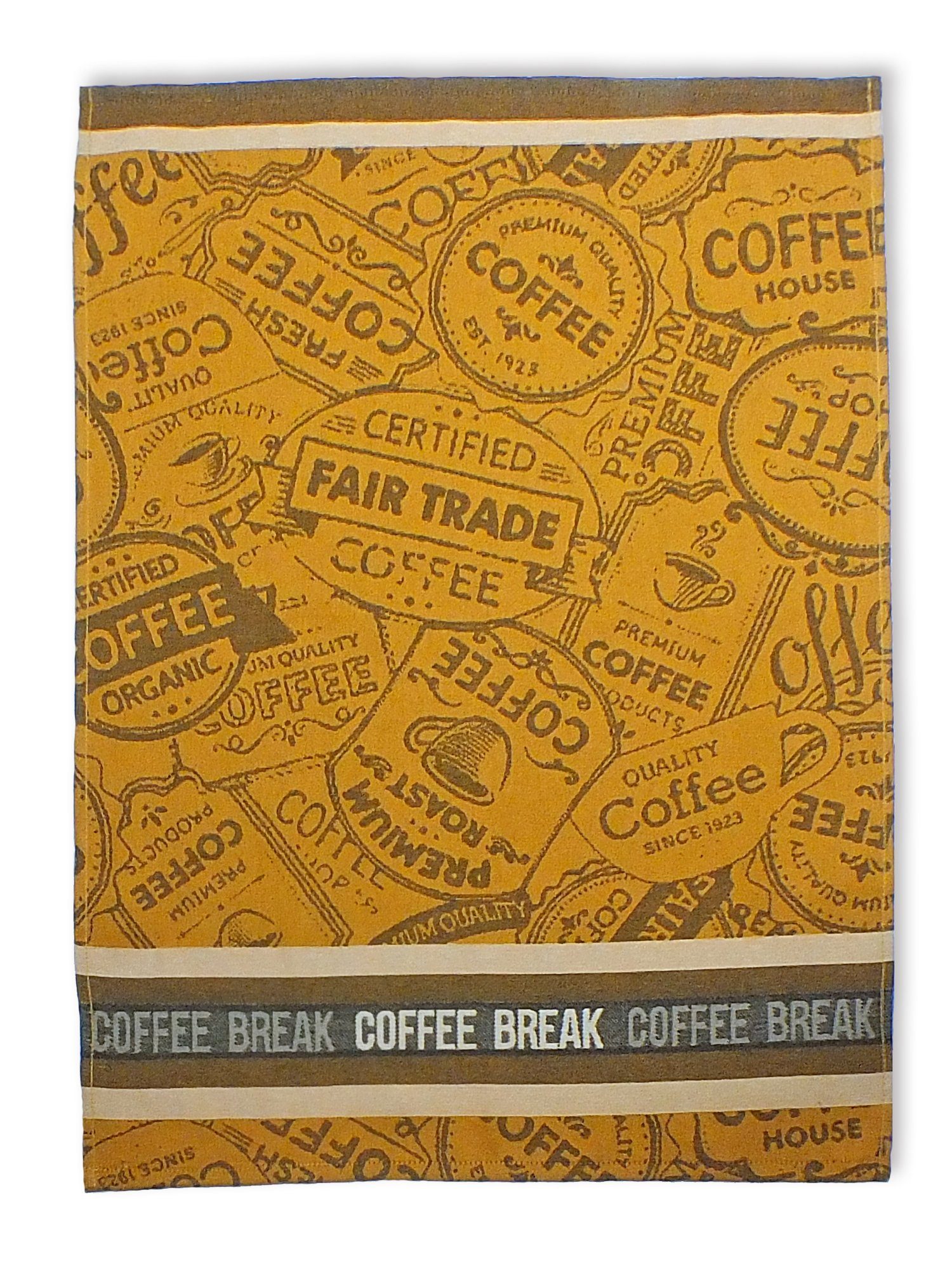 Lasa Home Geschirrtuch Coffee Break, (Set, 4-tlg), 4er Pack Geschirrtücher (4 Stück), ca. 50 x 70 cm, Baumwolle Braun