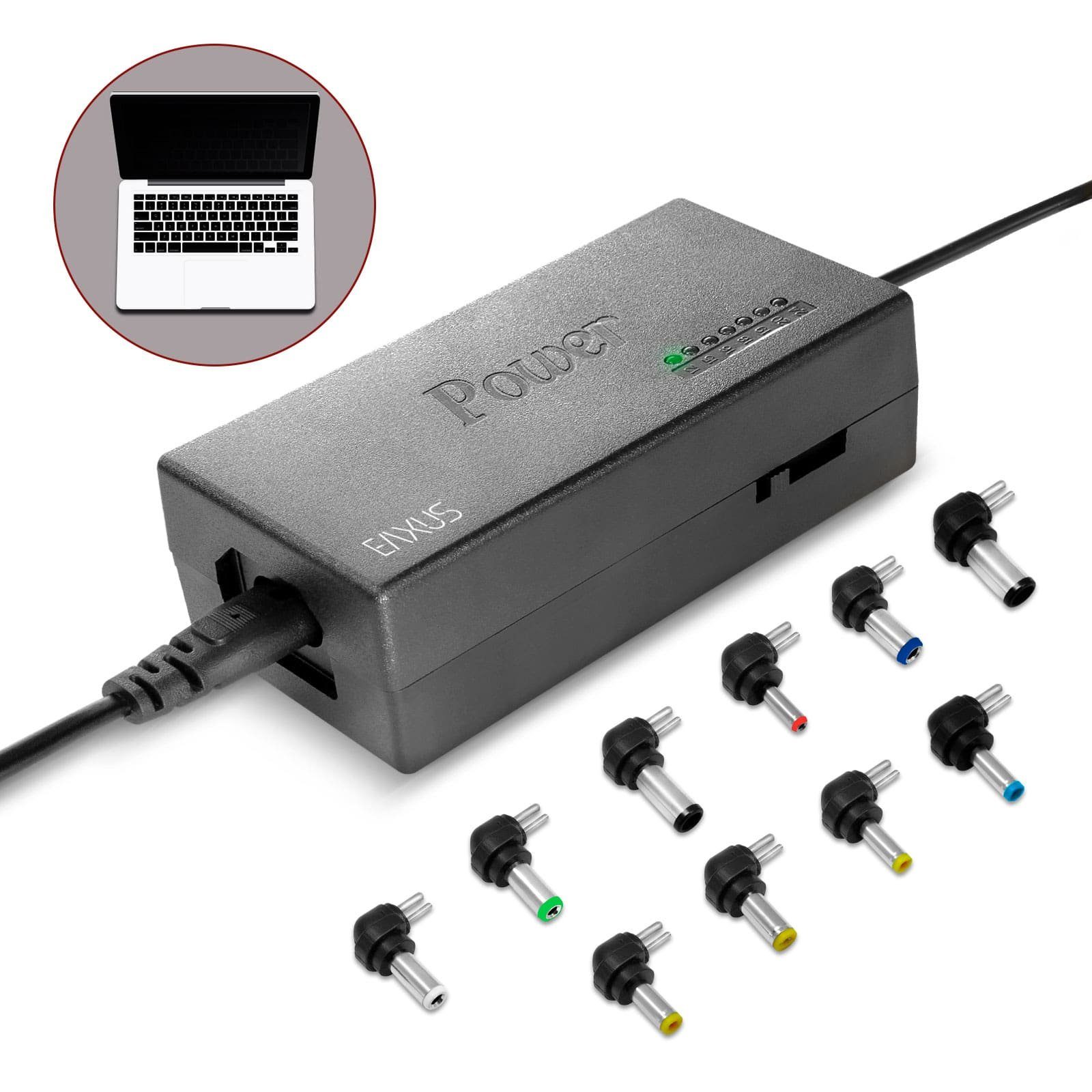 EAXUS Eaxus Universal Laptopladekabel Netzteil 96 Watt Laptop-Ladegerät (12V - 24V Einstellbare Spannung, 10 Adapter zum Aufstecken)