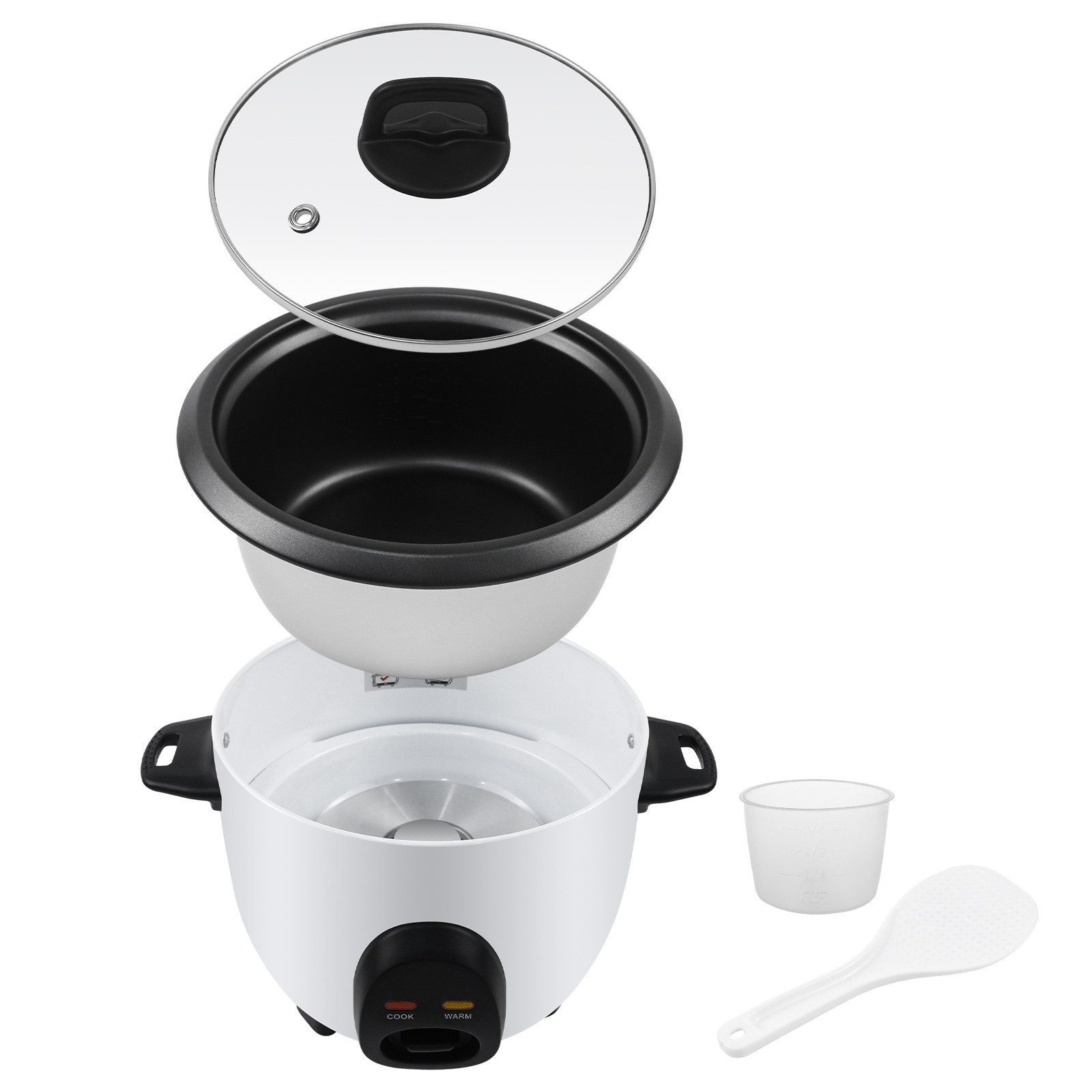 OZAVO Reiskocher OZRC-10 1L Warmhaltefunktion Mit Messbecher und Löffel, 400W, Mini Schnellkochtopf klein reiskocher rice cooker