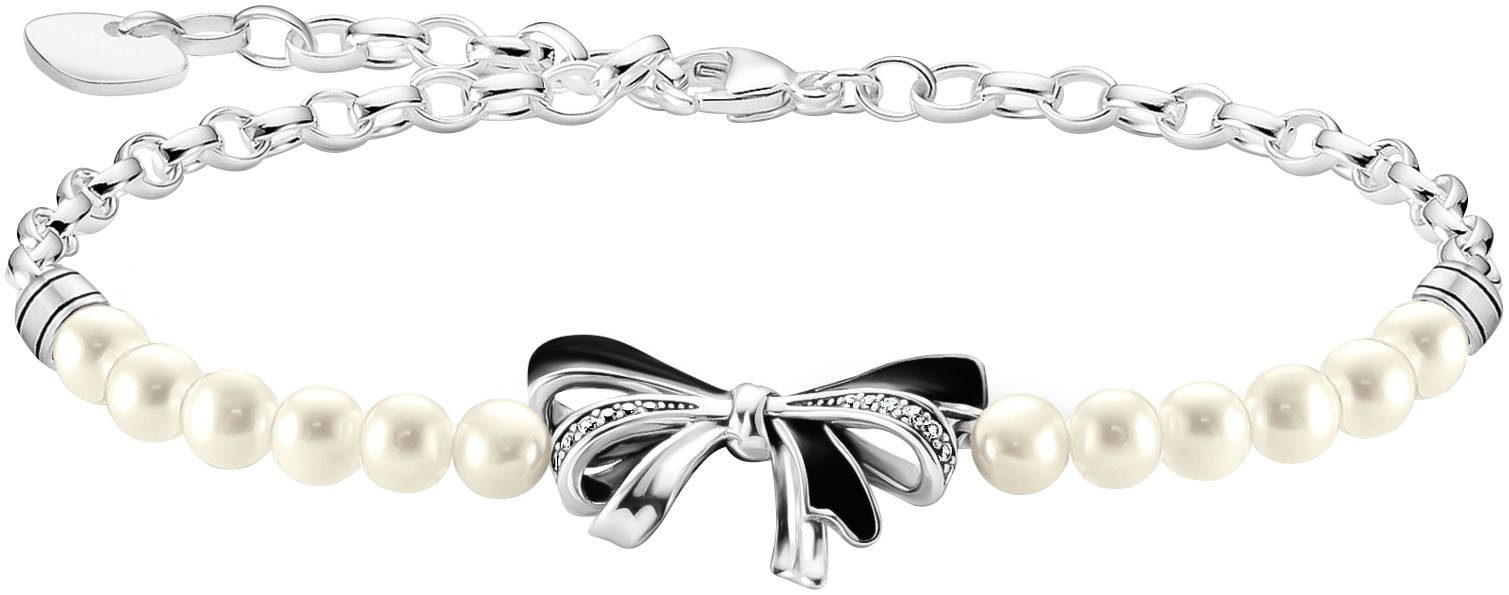 THOMAS SABO Armband Schleifen mit Perlen Lovely Romance, A2171-167-11-L19V, mit Zirkonia (synth) - mit Süßwasserzuchtperle