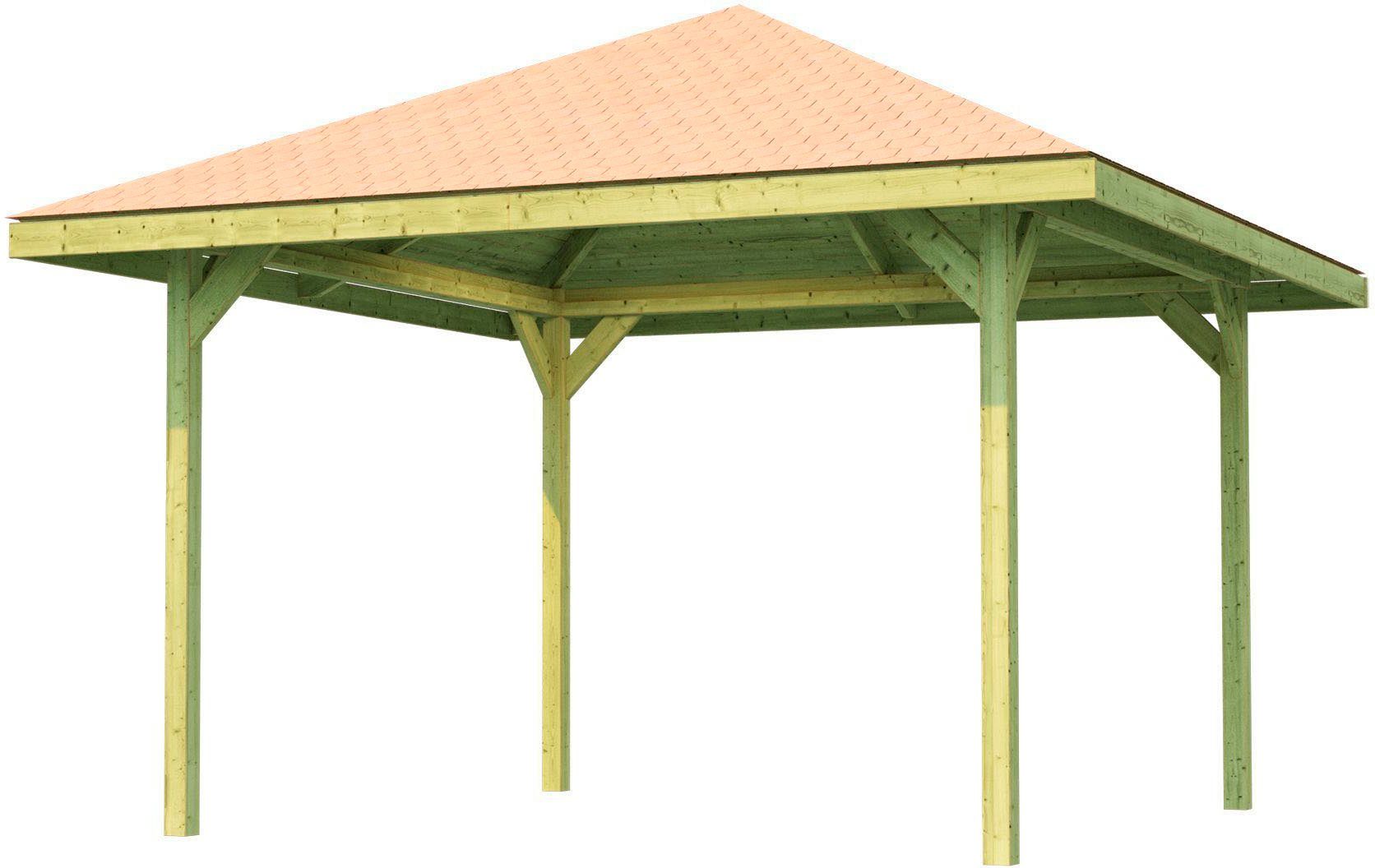 weka Pavillon Gartenoase 651 Gr.3, inkl. roten Dachschindeln, 19 mm Massivholzdach