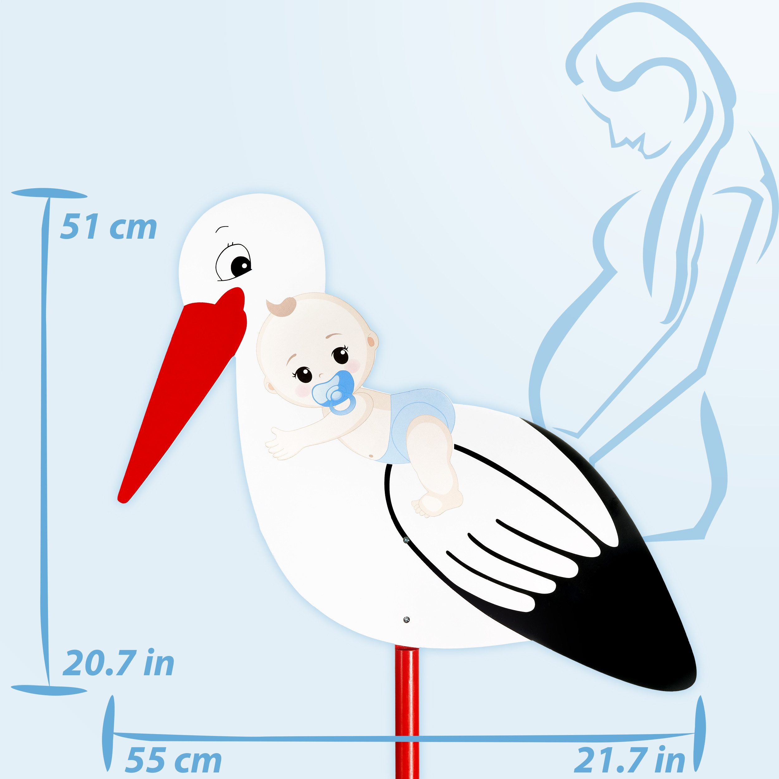 BRUBAKER Girlande Willkommen Baby Girlande + Großer Storch aus Holz für Jungen & Mädchen, Baby Deko Set - Wimpelkette mit Anhängern und Klapperstorch - Deko – Bild 4 von 5