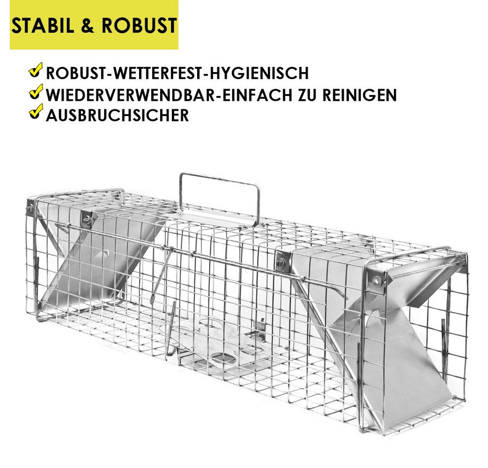 Thumbnail - Petigi Lebendfalle Tierfalle Große Lebendfalle Ratten Marder Kaninchen 65 x 17 x 20 cm