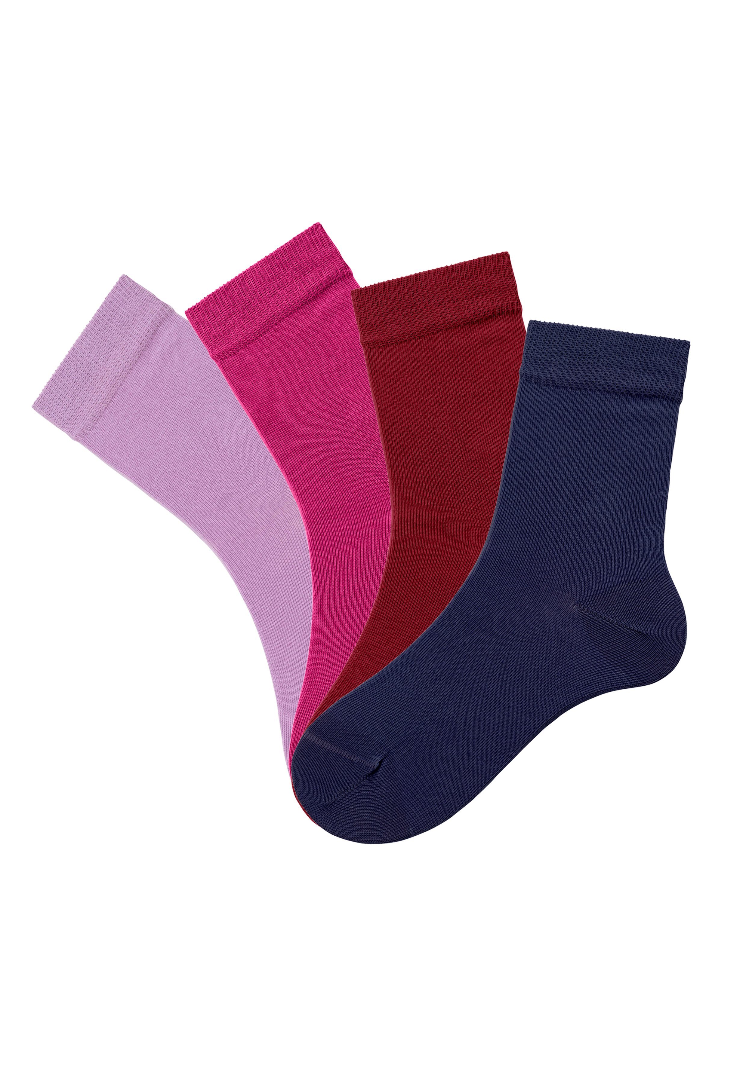 H.I.S Socken (Set, 4-Paar) in blau, 1x flieder, bordeaux 1x pink, 1x 1x unterschiedlichen Farbzusammenstellungen