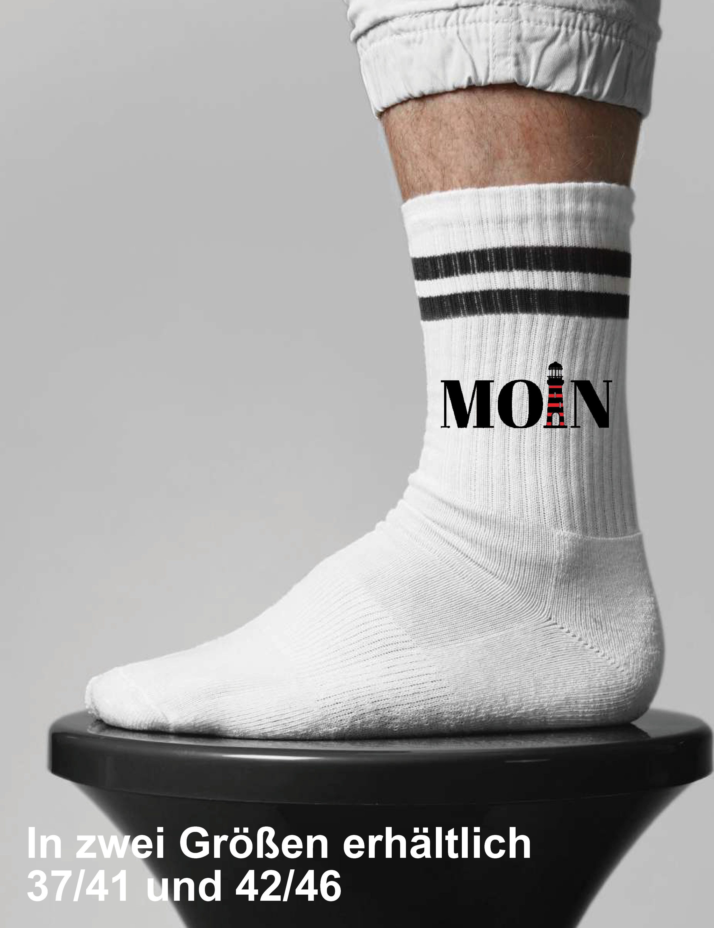 Youth Designz Tennissocken Unisex Socken "Moin Leuchtturm" Aufdruck lustig Geschenk Statement mit verstärkter Verse und Zehenbereich