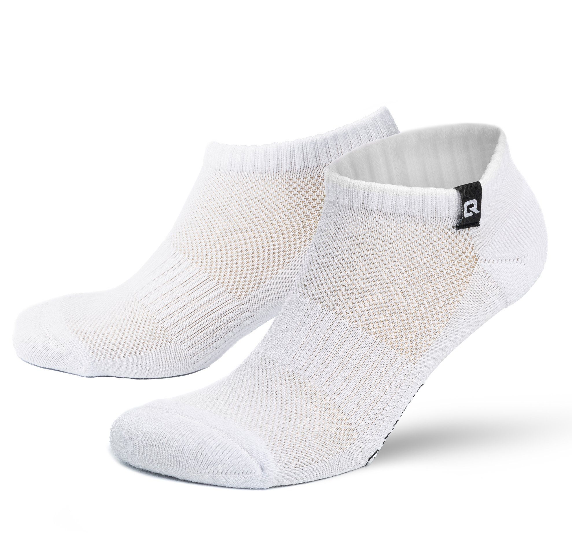 QSOCKS Sneakersocken Hochwertige Baumwolle Sohle Socken 6 & für und Qualität Herren Paar) Weiß (Packung, gepolsterte Damen Zehen