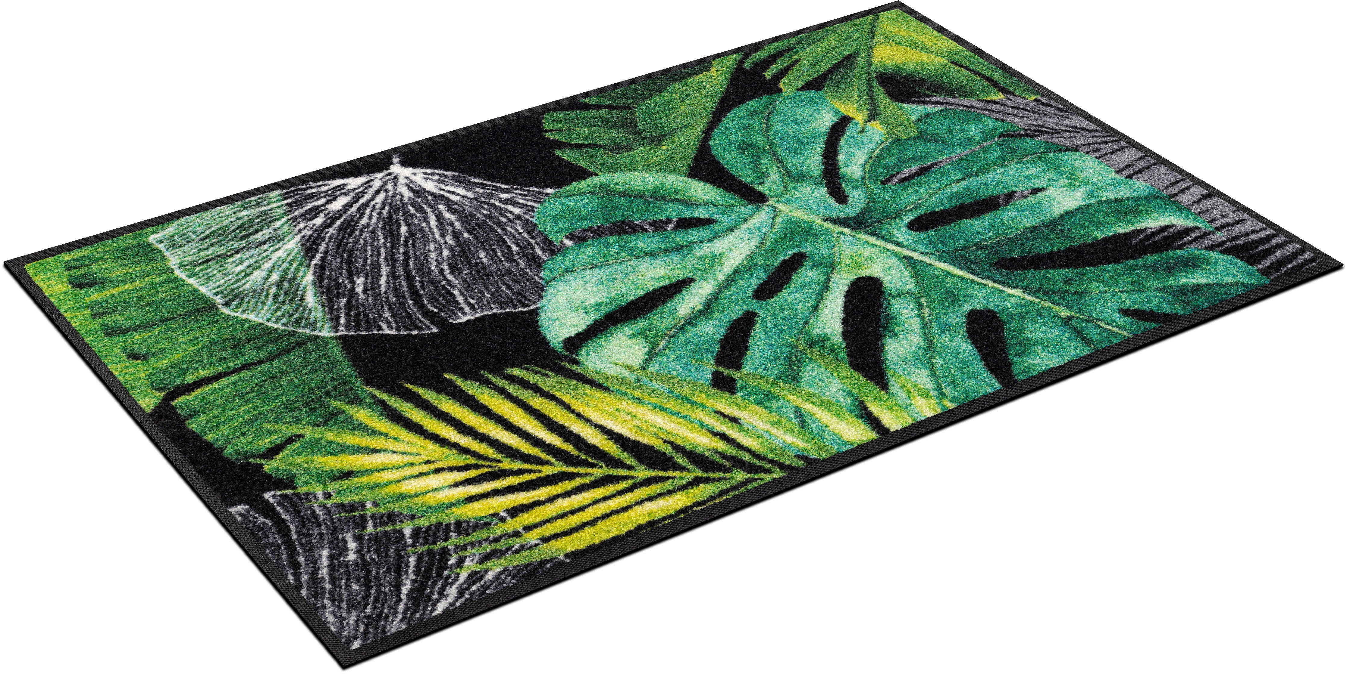 Fußmatte Neoflora, wash+dry by Kleen-Tex, rechteckig, Höhe: 7 mm,  Schmutzfangmatte, Motiv Blätter Monstera, rutschhemmend, waschbar, sehr  flach, für Fußbodenheizung geeignet, rutschfest