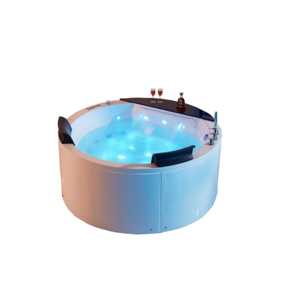 Duwilux Whirlpool-Badewanne 2 Per Whirlpool 170x170 Austin 2 Badewanne Whirlwanne VOLLAUSSTATTUNG, (1-tlg), Farblichttherapie