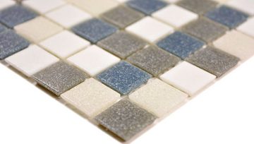 Mosani Bodenfliese Glasmosaik Mosaikfliesen weiß grau anthrazit Duschrückwand