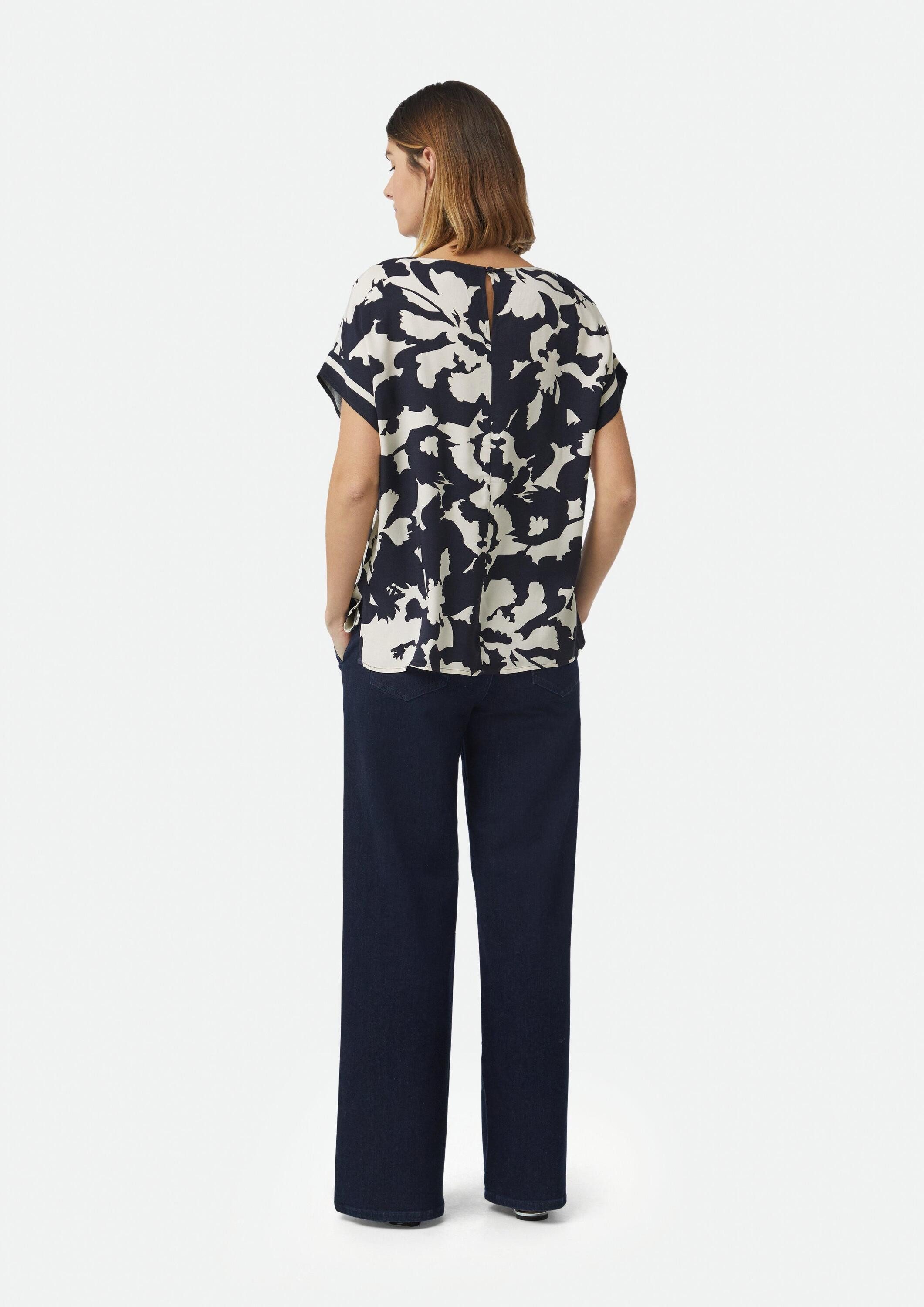comma Kurzarmbluse Bluse Blusenshirt aus Viskose