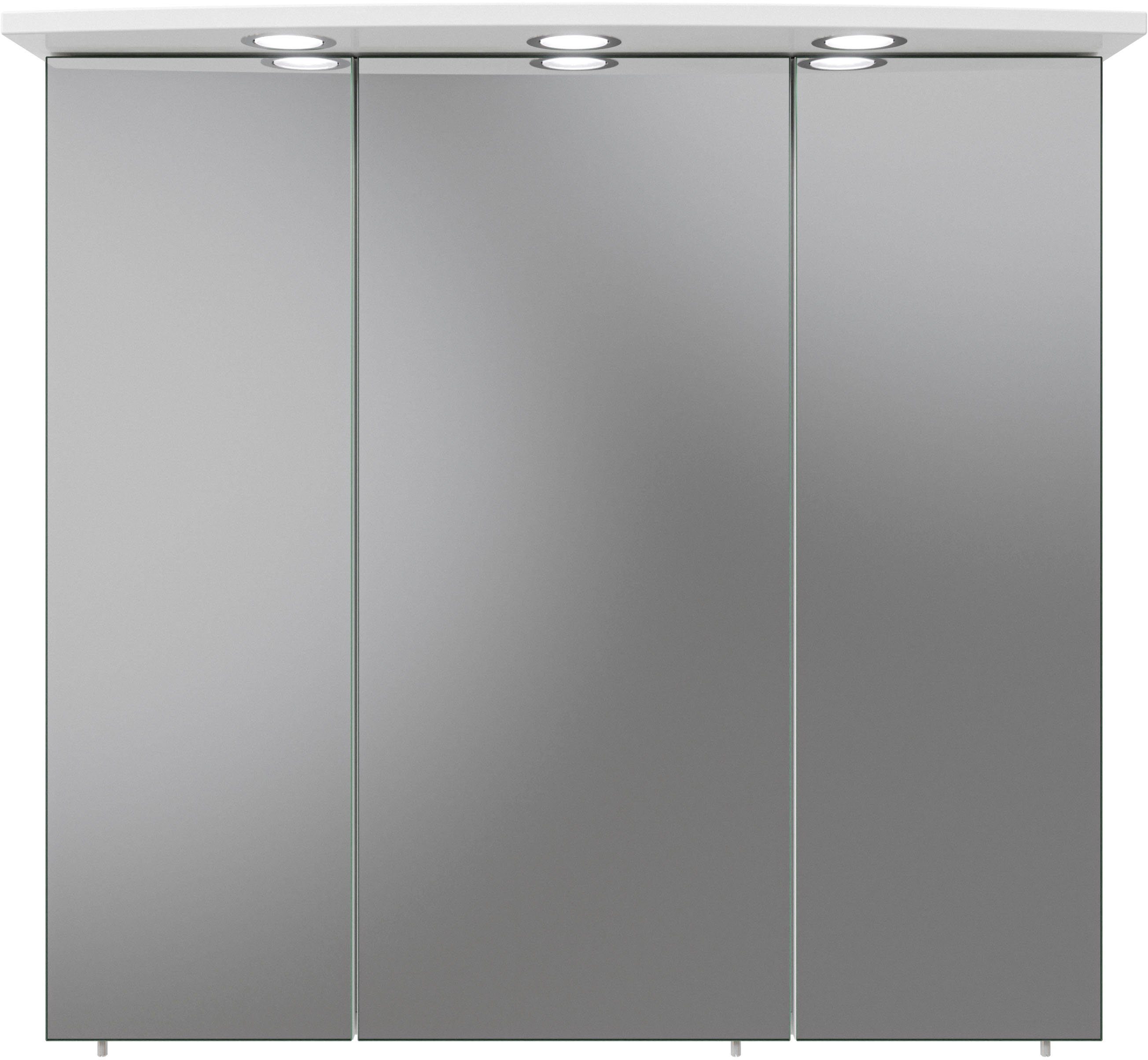Saphir Spiegelschrank Quickset 316 Badschrank, 3 Spiegeltüren, 6 Einlegeböden, 75 cm breit inkl. LED-Beleuchtung, Türdämpfer, Schalter-/Steckdosenkombination – Bild 3 von 5