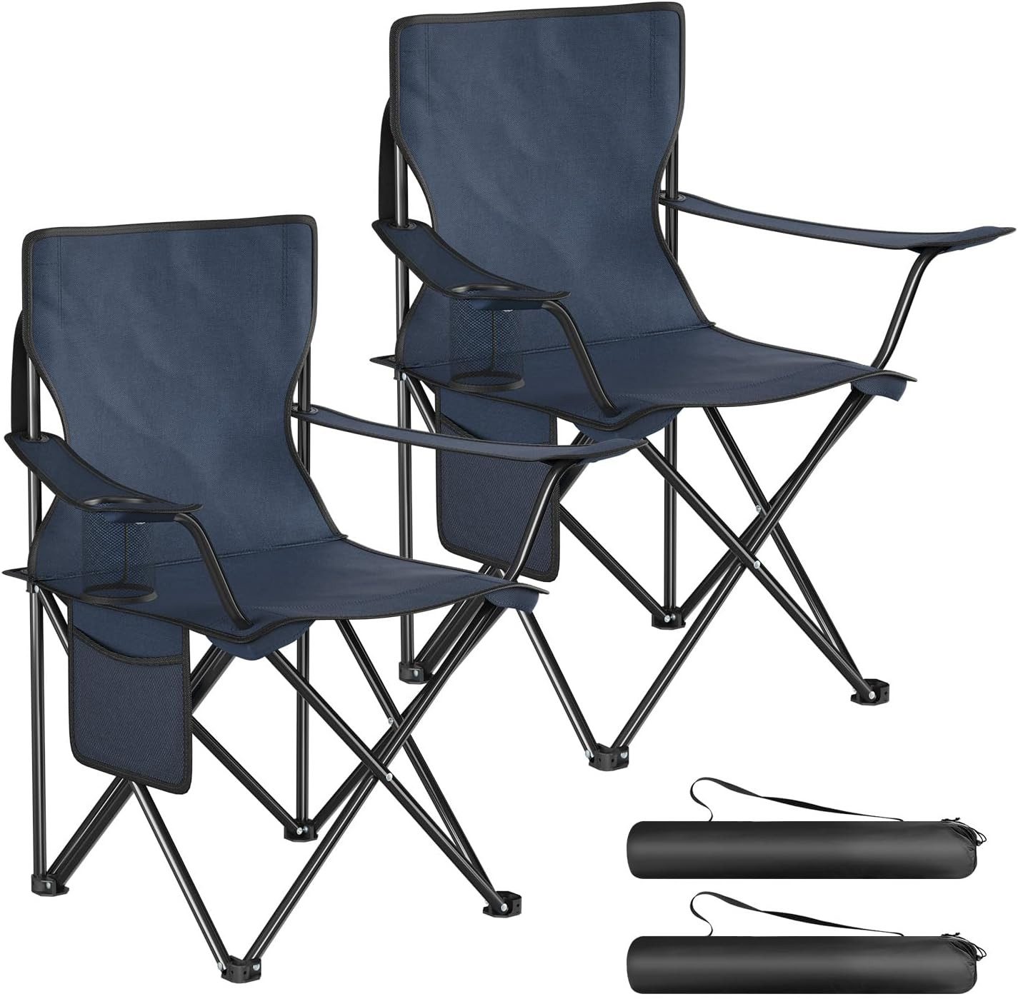 Woltu Campingstuhl (2 St), Klappbar, leicht, für Camping Angeln Picknicks Strand