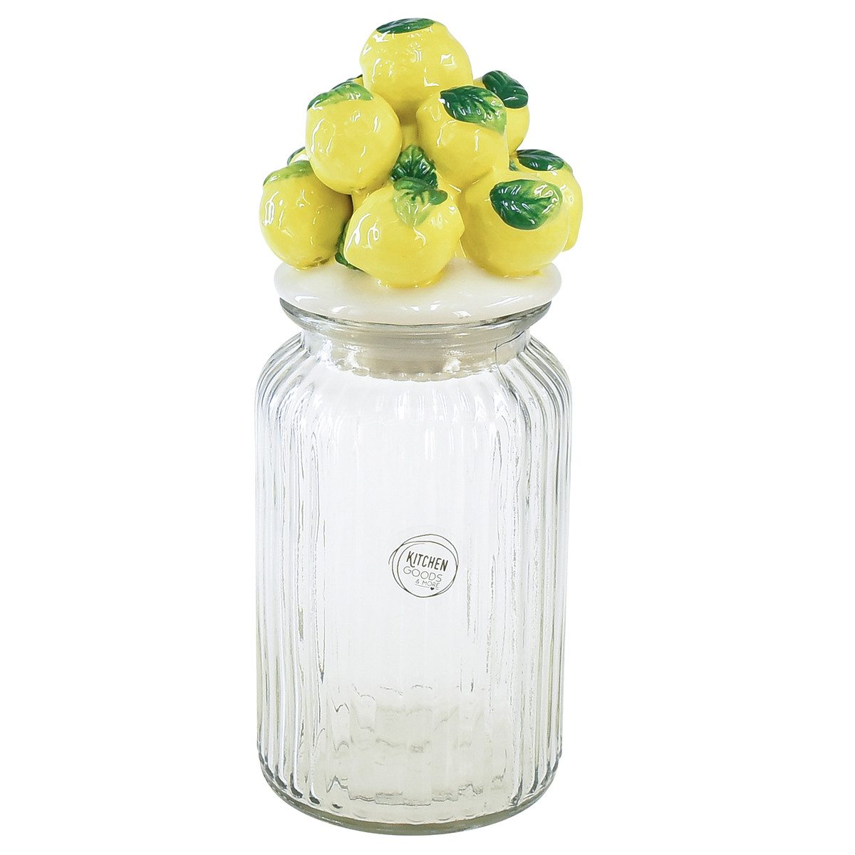 Tischvase Bonboniere Glas Keramik Zitronen Retro Vintage Nostalgie Tischdeko