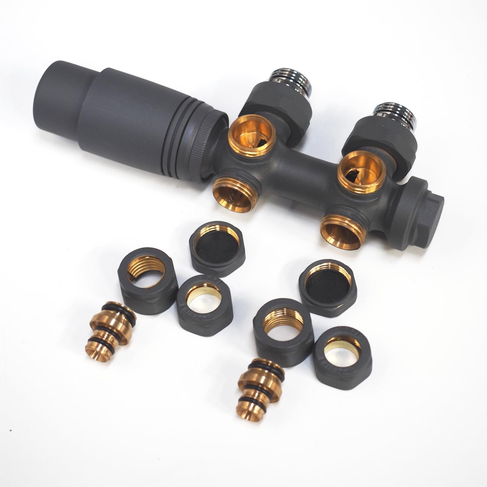 WITEN&NOCK Heizkörperthermostat Multiblock Set für einen Heizkörper Mittelanschluss Nabenabstand 50mm