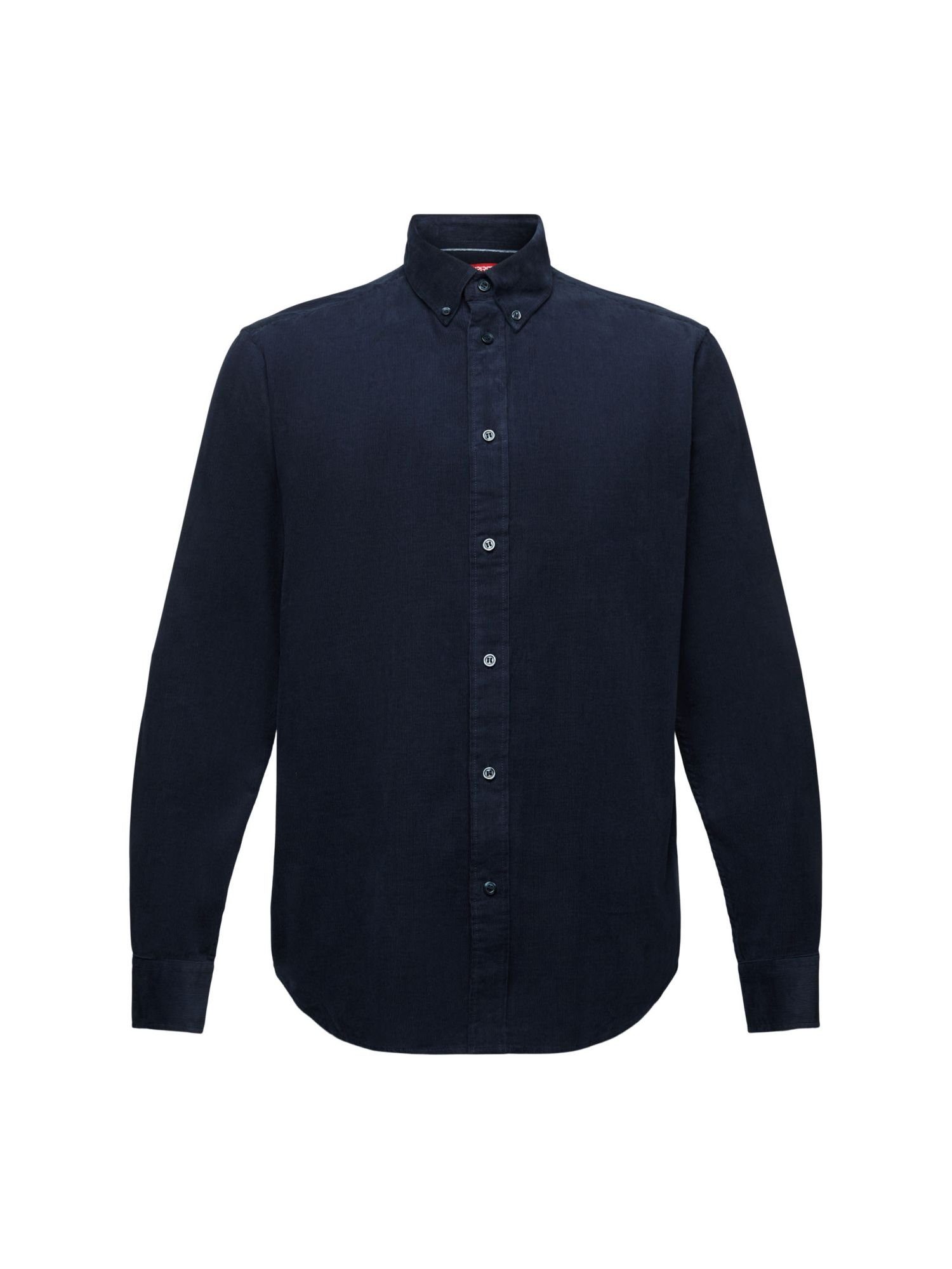 Esprit Langarmhemd Hemd aus Cord, 100% Baumwolle PETROL BLUE
