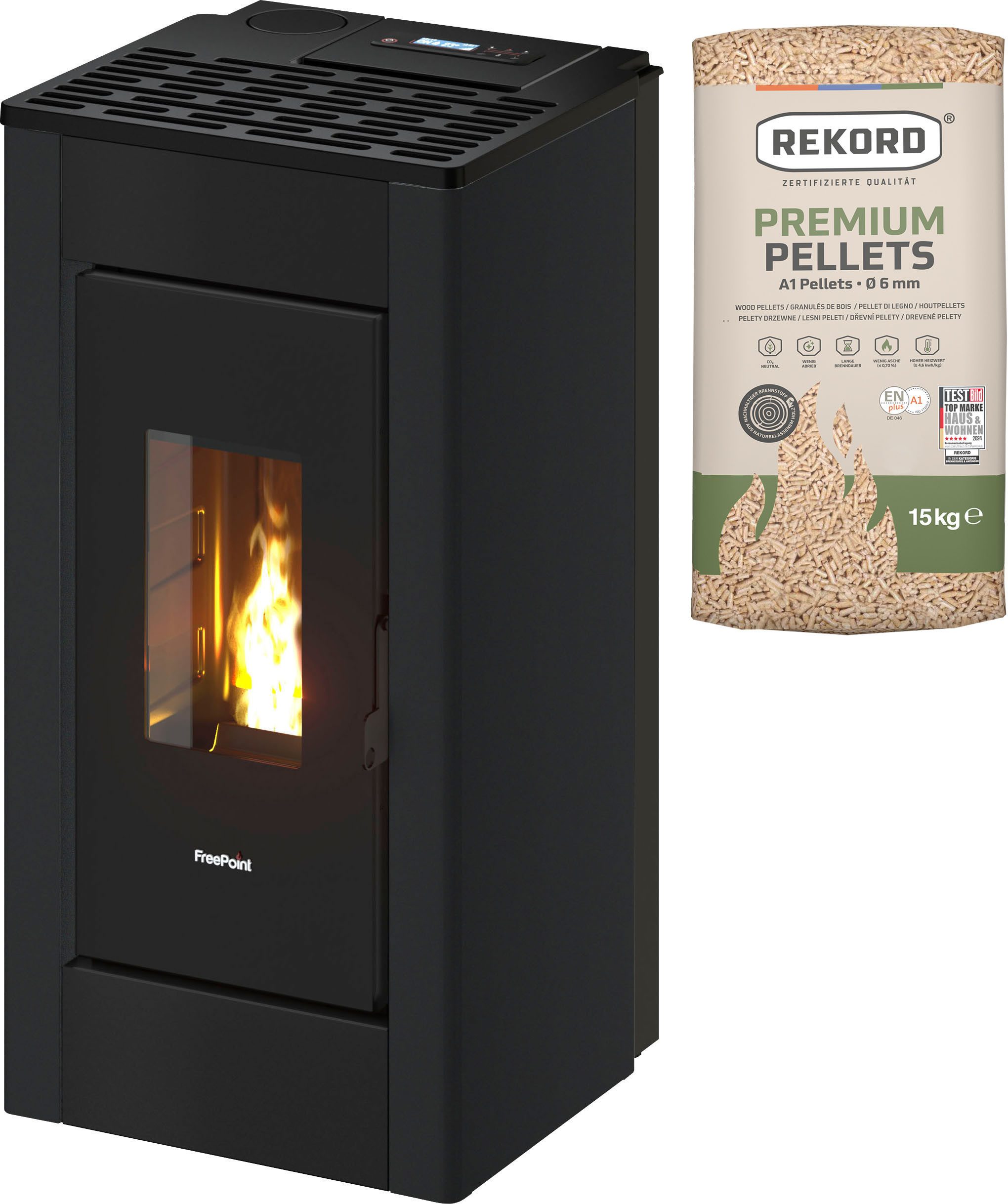 Freepoint Pelletofen Sharp, 7 kW, Zeitbrand