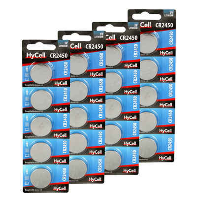 HyCell »20er Pack Lithium Knopfzellen CR2450 3V - Knopfbatterien - 20 Stück« Knopfzelle