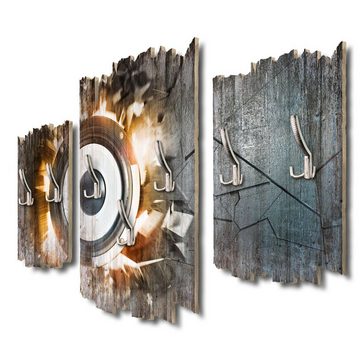 Kreative Feder Wandgarderobe Power Loudspeaker, Dreiteilige Wandgarderobe aus Holz