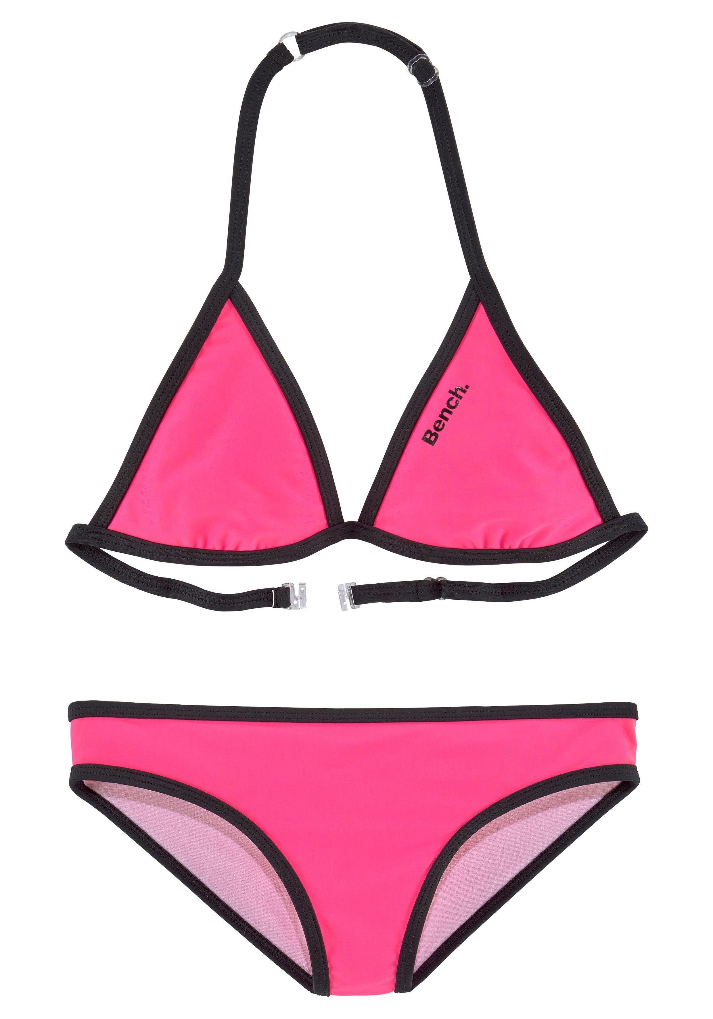 pink-schwarz an mit Top Hose Triangel-Bikini Logoprint und Bench.