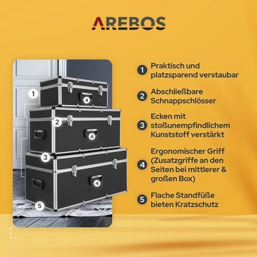 Arebos Werkzeugbox 3er Set Transportkoffer, abschließbar, verschiedene Grössen (Set, 3 St)
