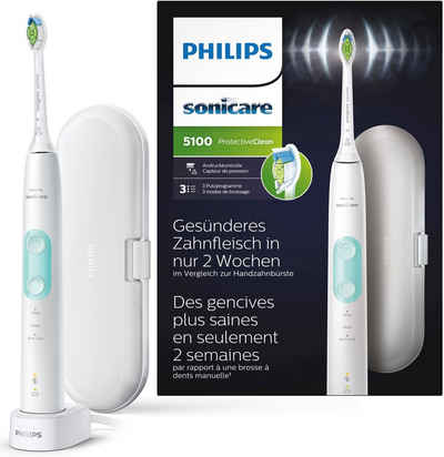 Philips Sonicare Elektrische Zahnbürste ProtectiveClean 5100, Aufsteckbürsten: 1 St., Schallzahnbürste, Drucksensor, 3 Programme