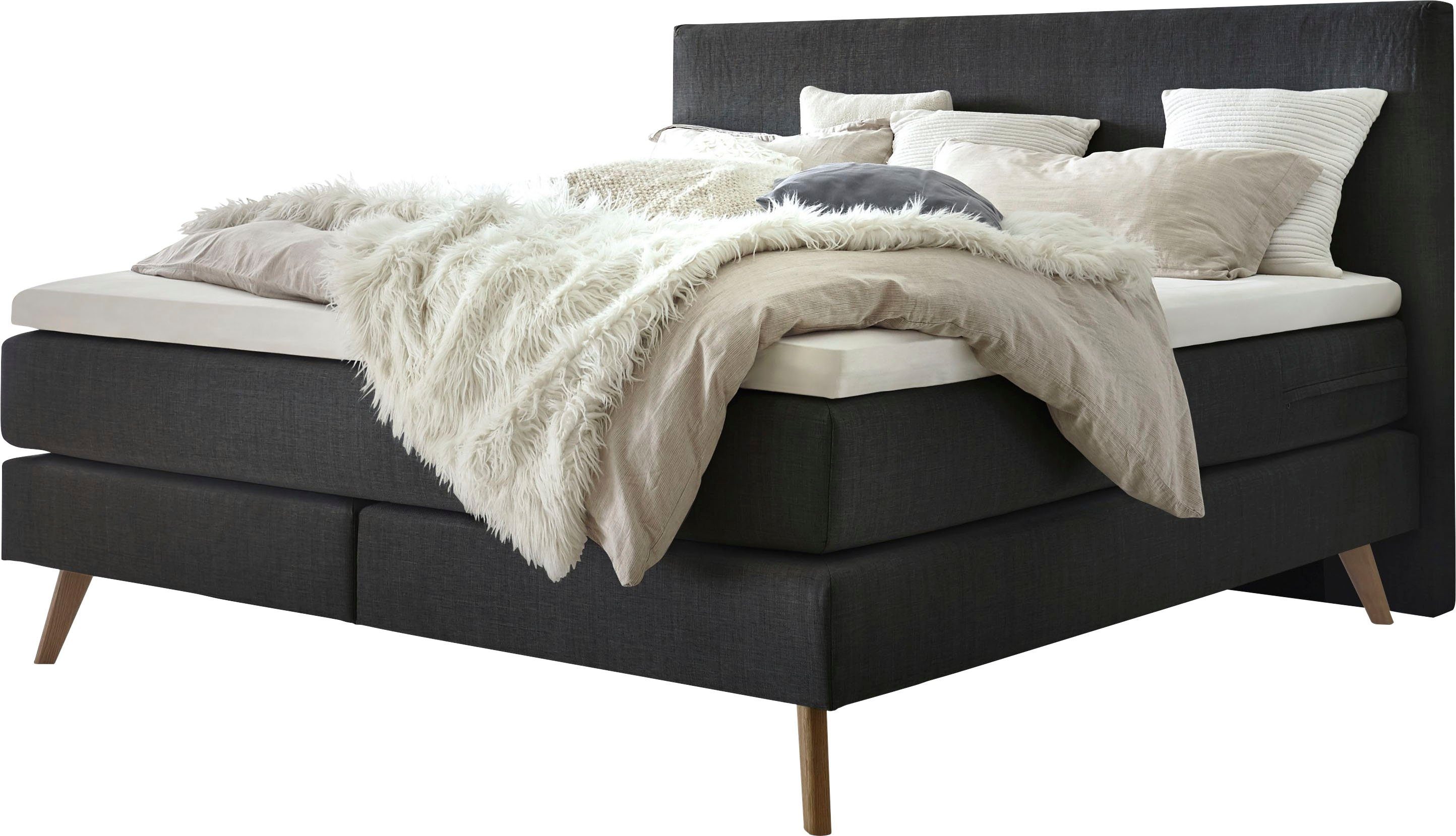 HASENA Boxspringbett Costa, Massivholz-Füße in Eiche günstig online kaufen