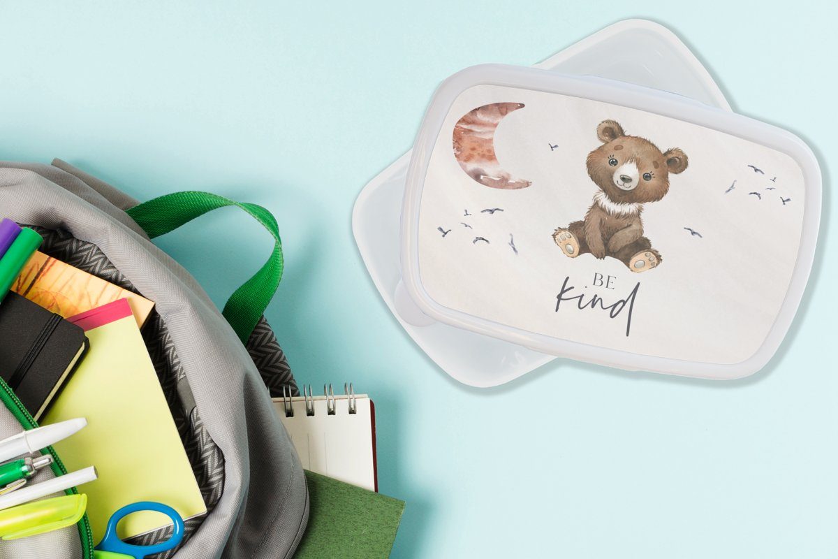(2-tlg), Teddybär für Kind für Jungs - Brotdose, - Kinder MuchoWow Aquarell, Kunststoff, - Lunchbox Erwachsene, Sprichwörter - und Kinder und Brotbox weiß Mädchen sein