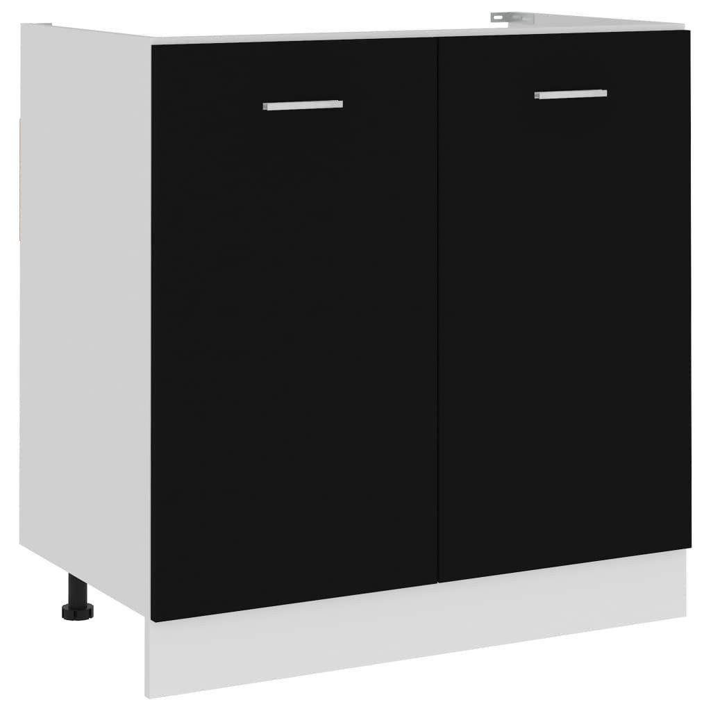 DOTMALL Spülenunterschrank Spülenunterschrank Schwarz 80x46x81,5 cm Holzwerkstoff