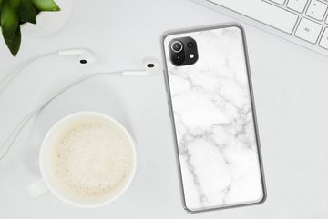 MuchoWow Handyhülle Marmor - Weiß - Grau - Luxus - Marmoroptik - Stein, Phone Case, Handyhülle Xiaomi Mi 11 Lite, Silikon, Schutzhülle