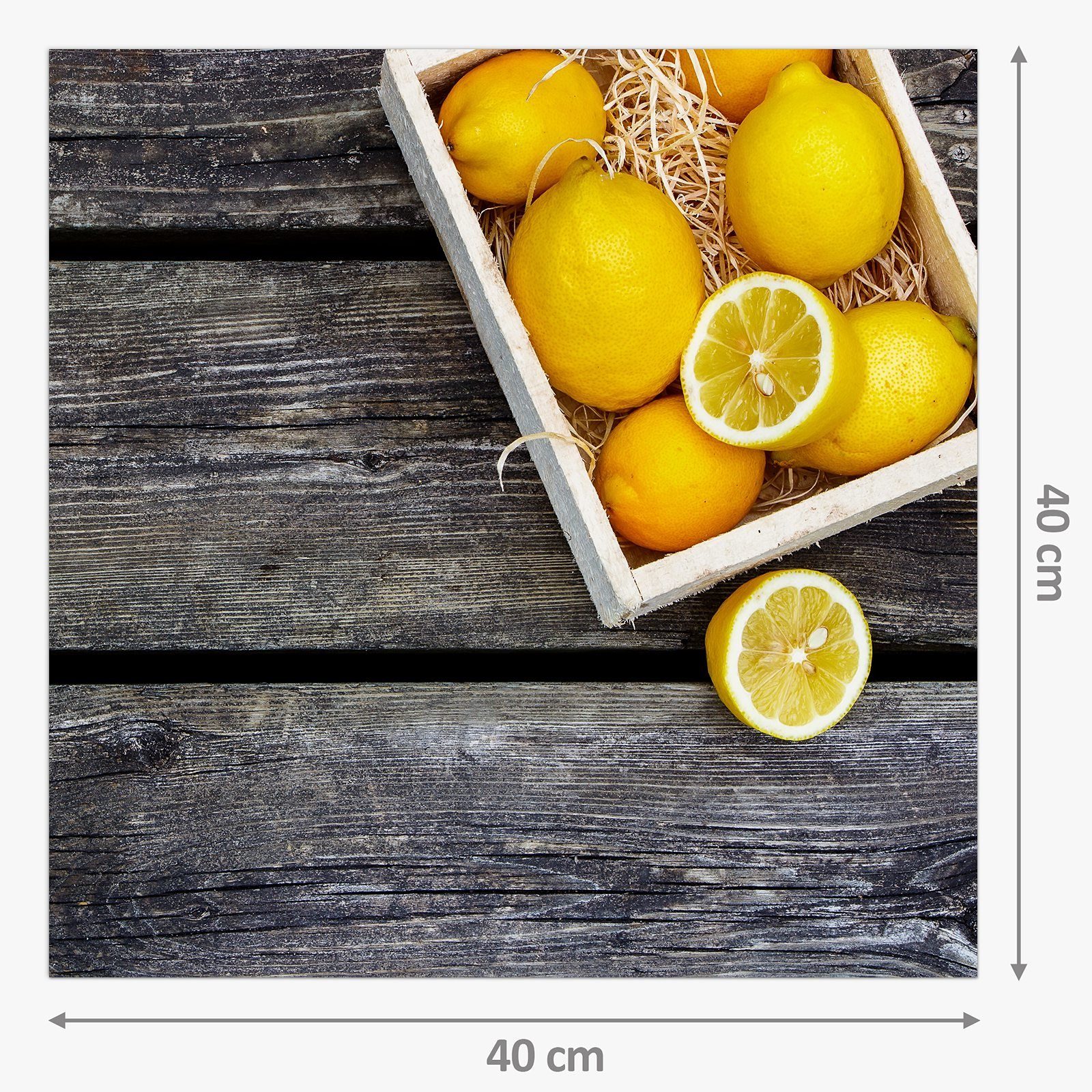 Primedeco Küchenrückwand Zitronen in Glas mit Motiv Küchenrückwand Spritzschutz Korb