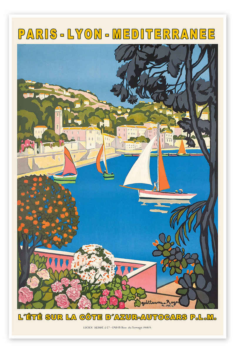 Posterlounge Poster Guillaume G. Roger, Sommer an der Côte d'Azur, 1926, Badezimmer Maritim Illustration