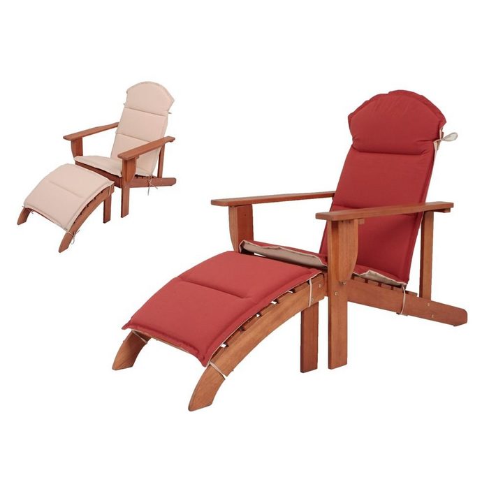 etc-shop Gartenstuhl Adirondack Chair HARPER mit Auflage Eukalyptus Grandis FSC 100% geölt