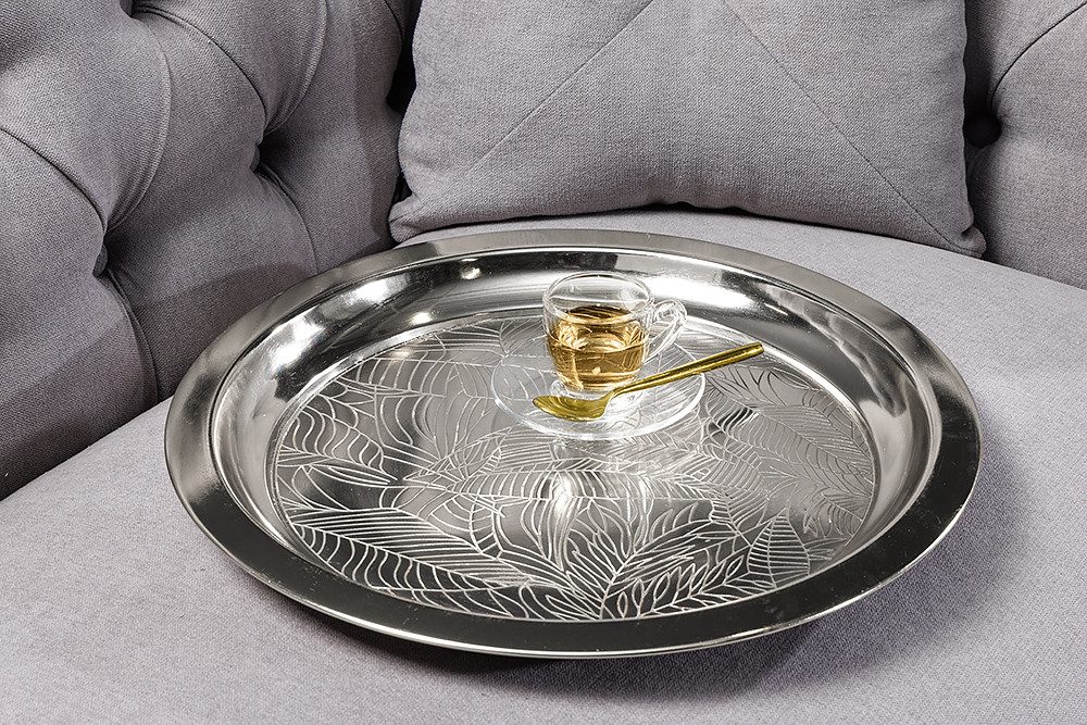 riess-ambiente Beistelltisch CASABLANCA 50cm silber / schwarz · Wohnzimmertisch aus Metall (Einzelartikel, 1-St), Teetisch · rund · handmade · abnehmbares Table – Bild 4 von 5