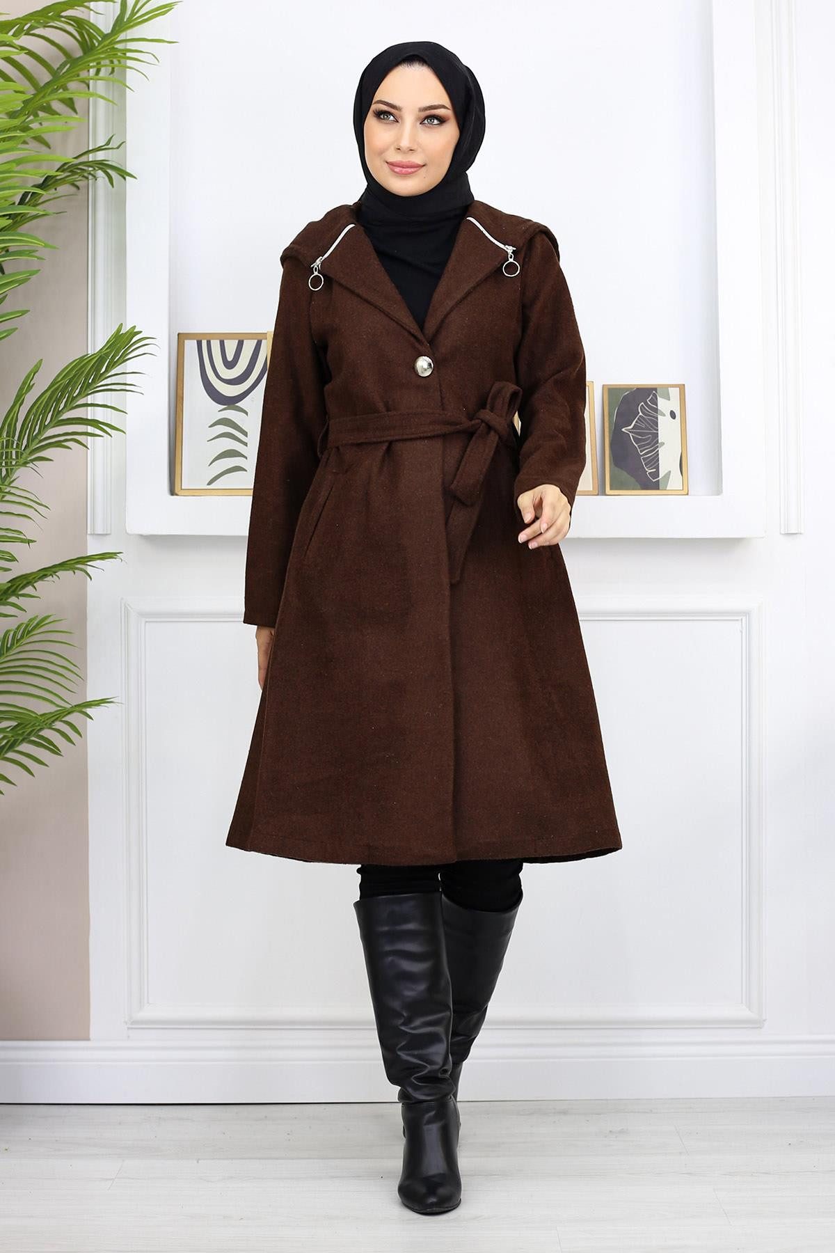 MODAMİHRAM Wintermantel Kapuzenwollmantel